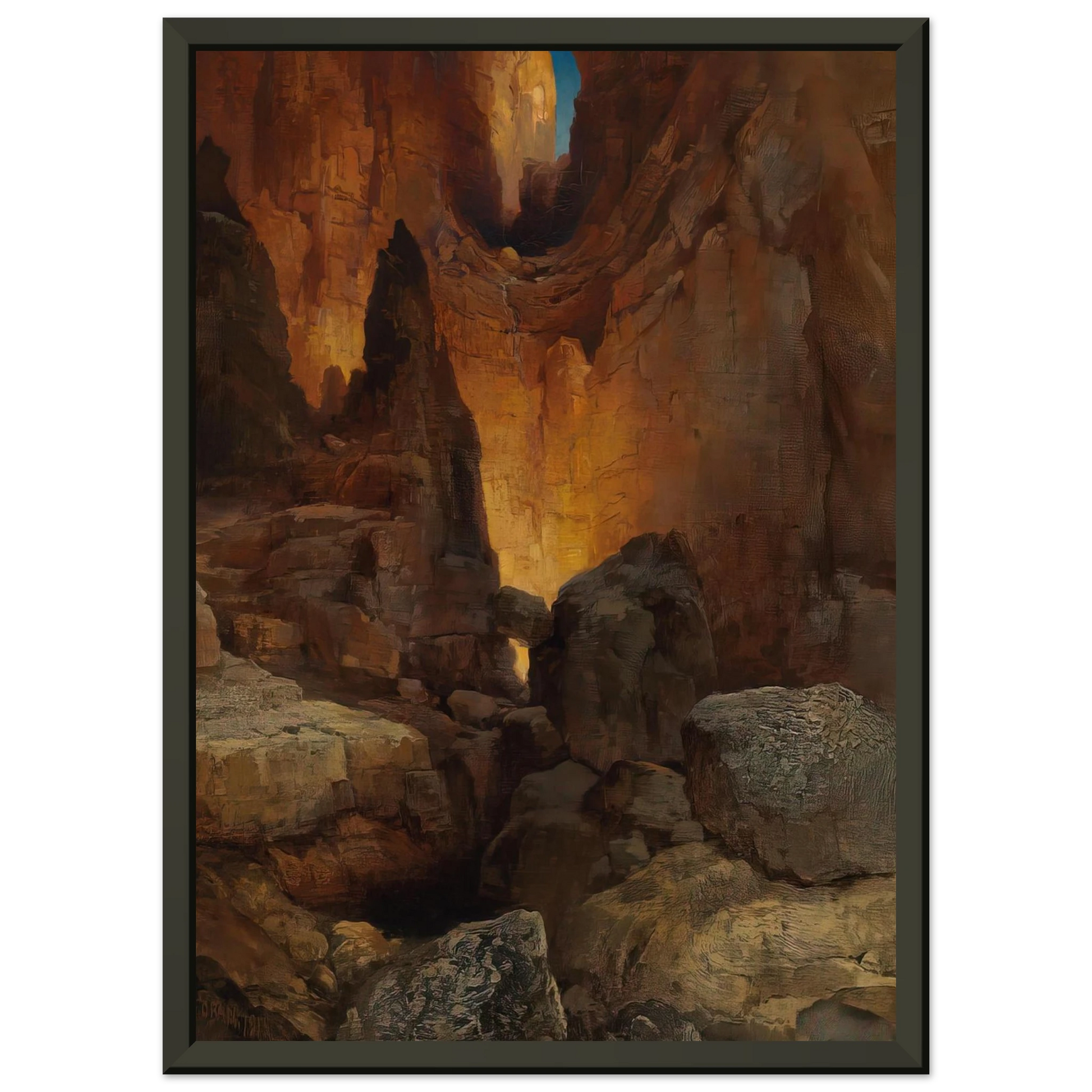 Thomas Moran  A Side Canyon Grand Canyon of Arizona Framed Art Print  - Aluminum Frame - 60x80 cm / 24x32 inches