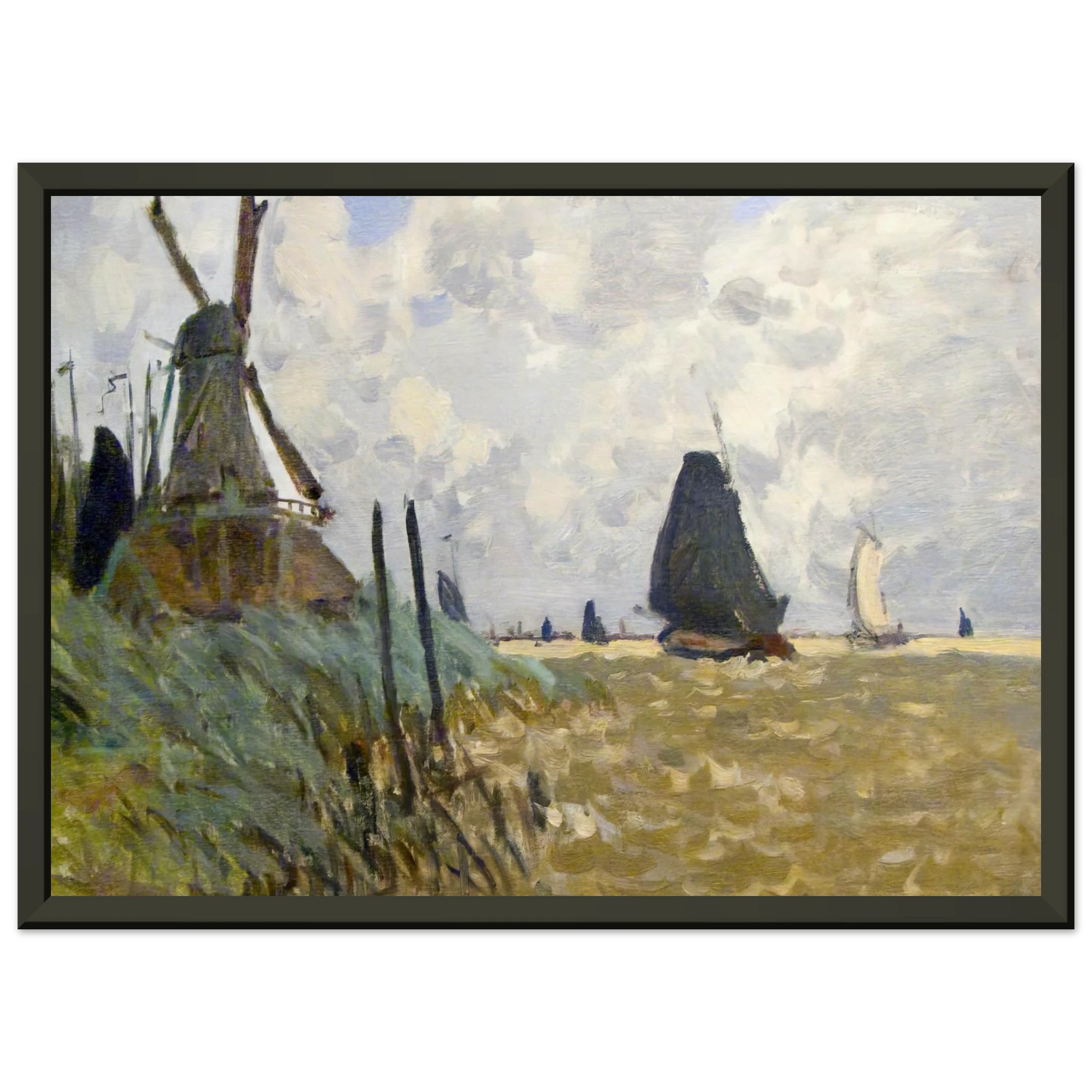 claude monet  Windmill near Zaandam Framed Art Print  - Aluminum Frame - 70x100 cm / 28x40 inches