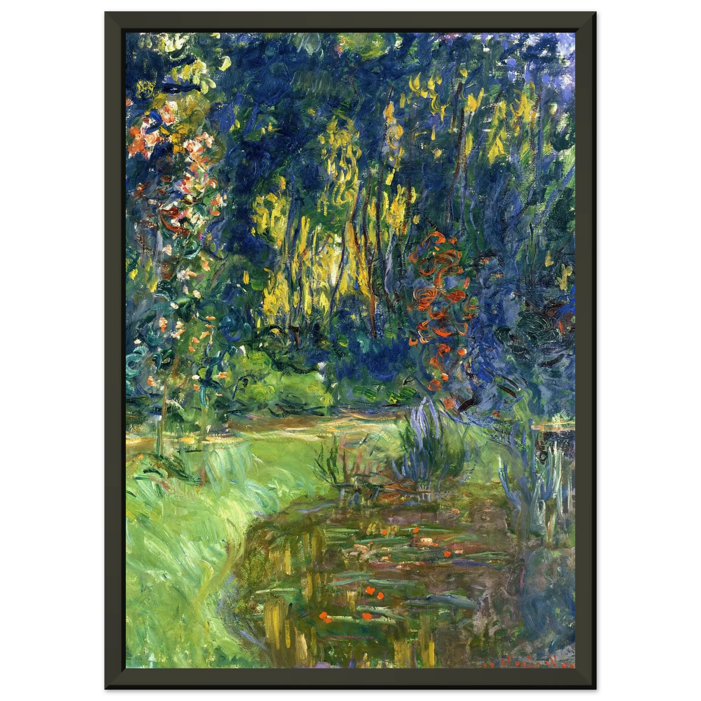 claude monet  Water Lily Pond at Giverny Framed Art Print  - Aluminum Frame - 60x80 cm / 24x32 inches