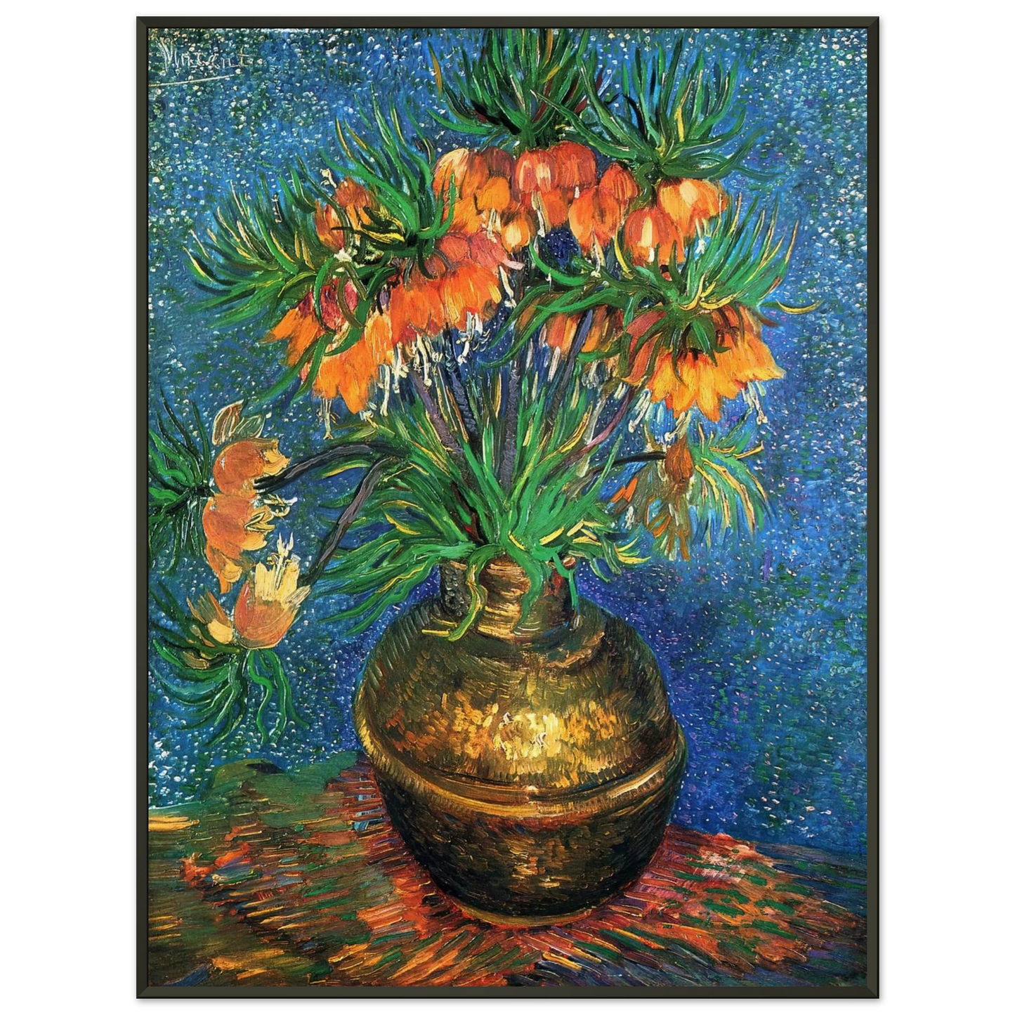 Vincent van Gogh  Fritillaries in a Copper Vase Framed Art Print  - Aluminum Frame - 60x80 cm / 24x32 inches