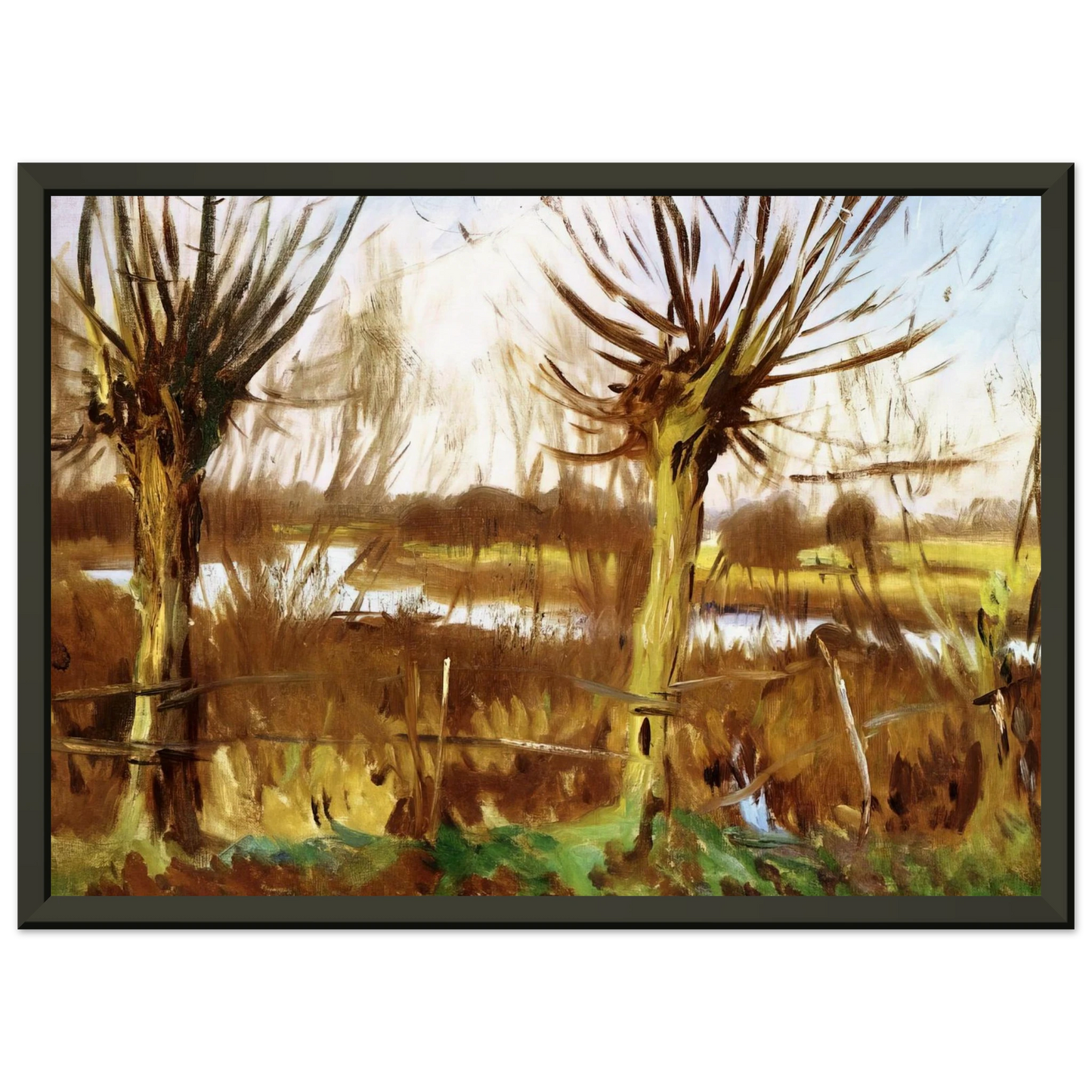 John Singer Sargent  Landscape with trees CalcotontheThames Framed Art Print  - Aluminum Frame - 70x100 cm / 28x40 inches