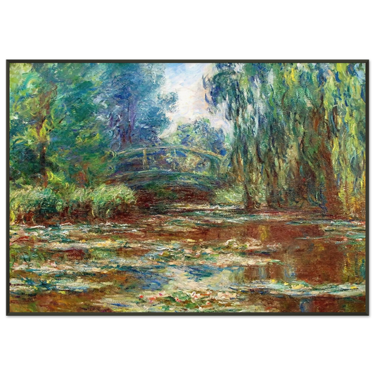 claude monet  Water Lily Pond and Bridge Framed Art Print  - Aluminum Frame - 21x29.7 cm / 8x12"