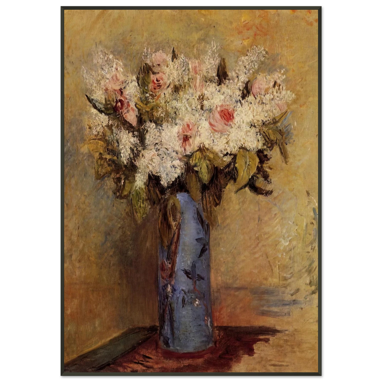 PierreAuguste Renoir  Vase of Lilacs and Roses Framed Art Print  - Aluminum Frame - 21x29.7 cm / 8x12"