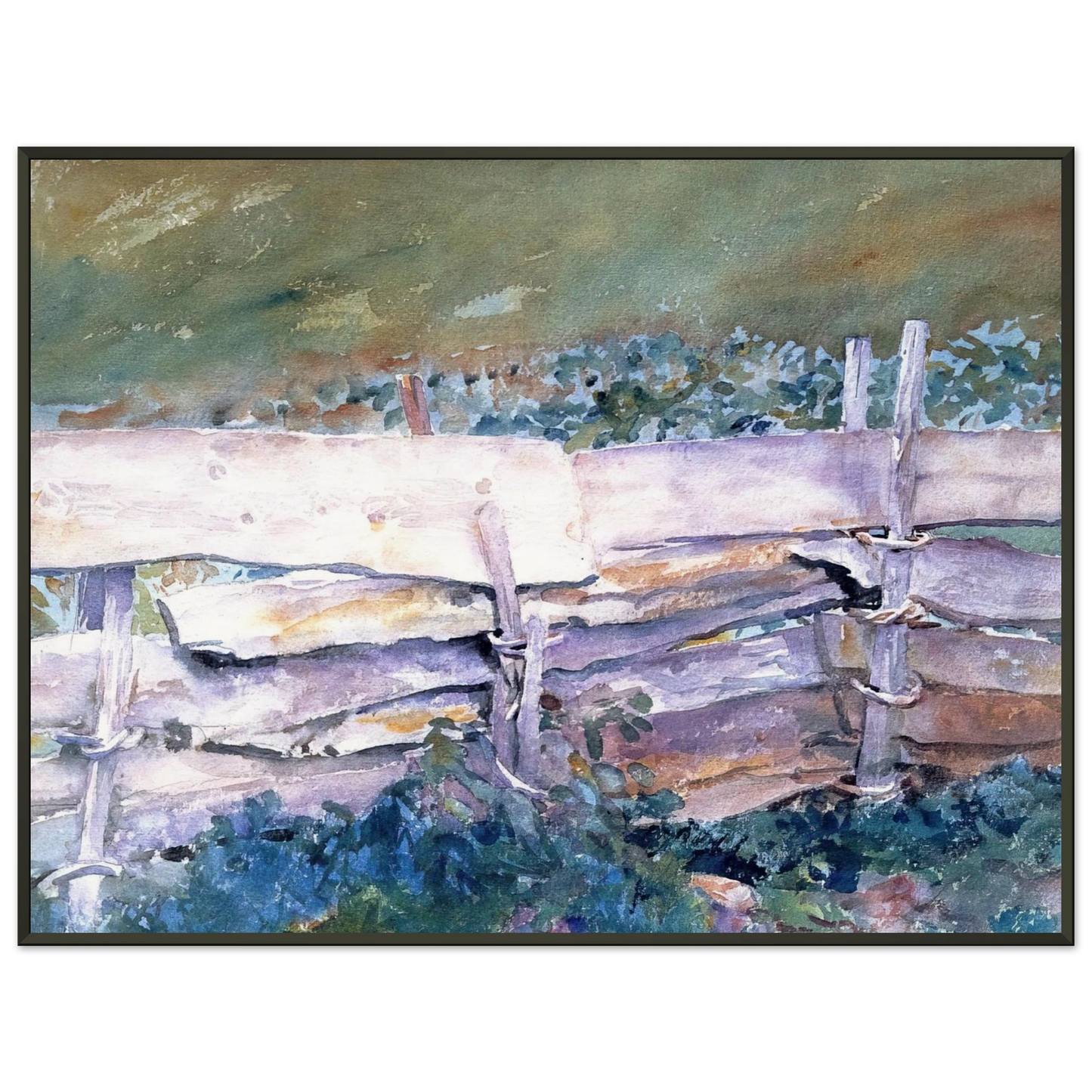 John Singer Sargent  The Fence Framed Art Print  - Aluminum Frame - 60x80 cm / 24x32 inches