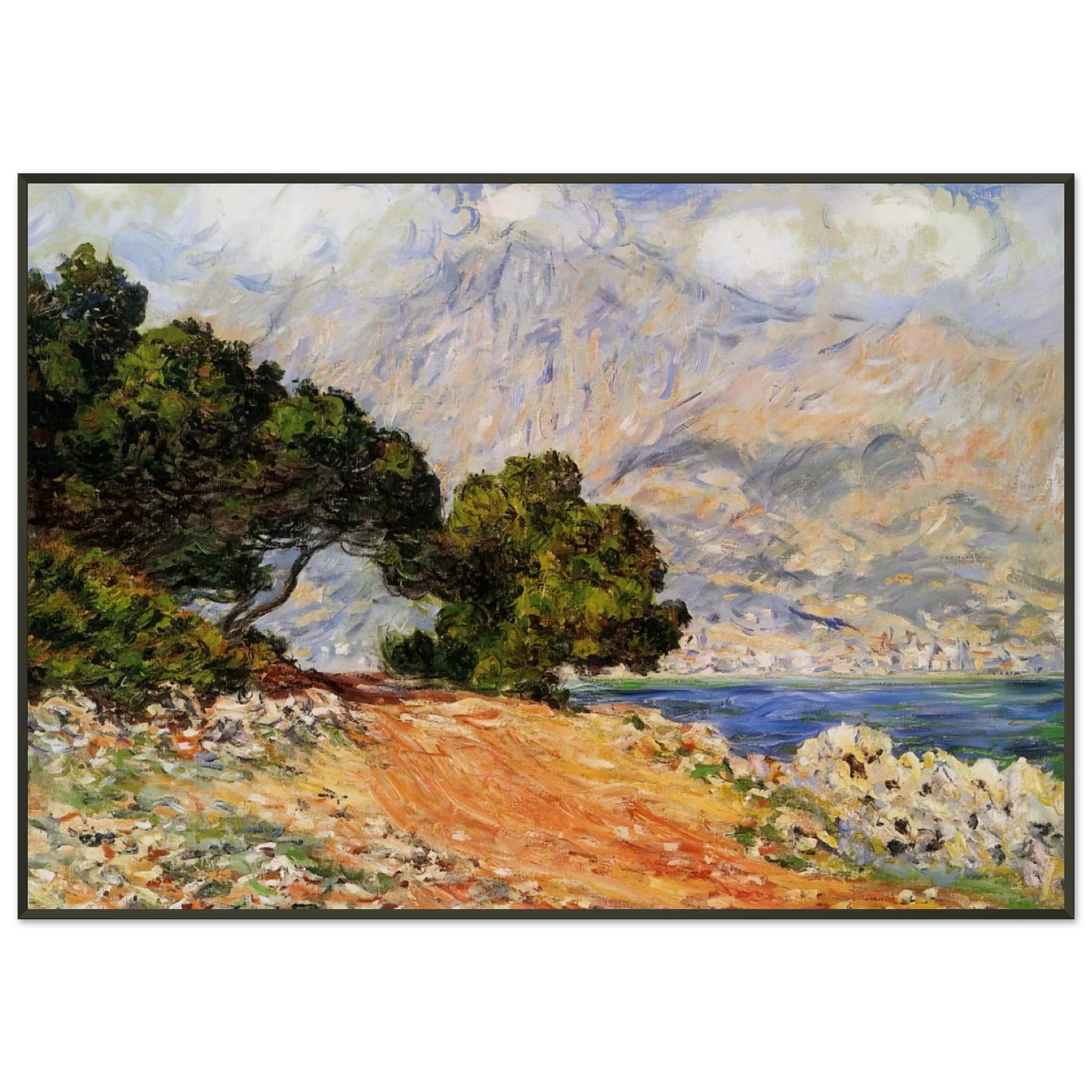 claude monet  Meton Seen from Cap Martin Framed Art Print  - Aluminum Frame - 21x29.7 cm / 8x12"