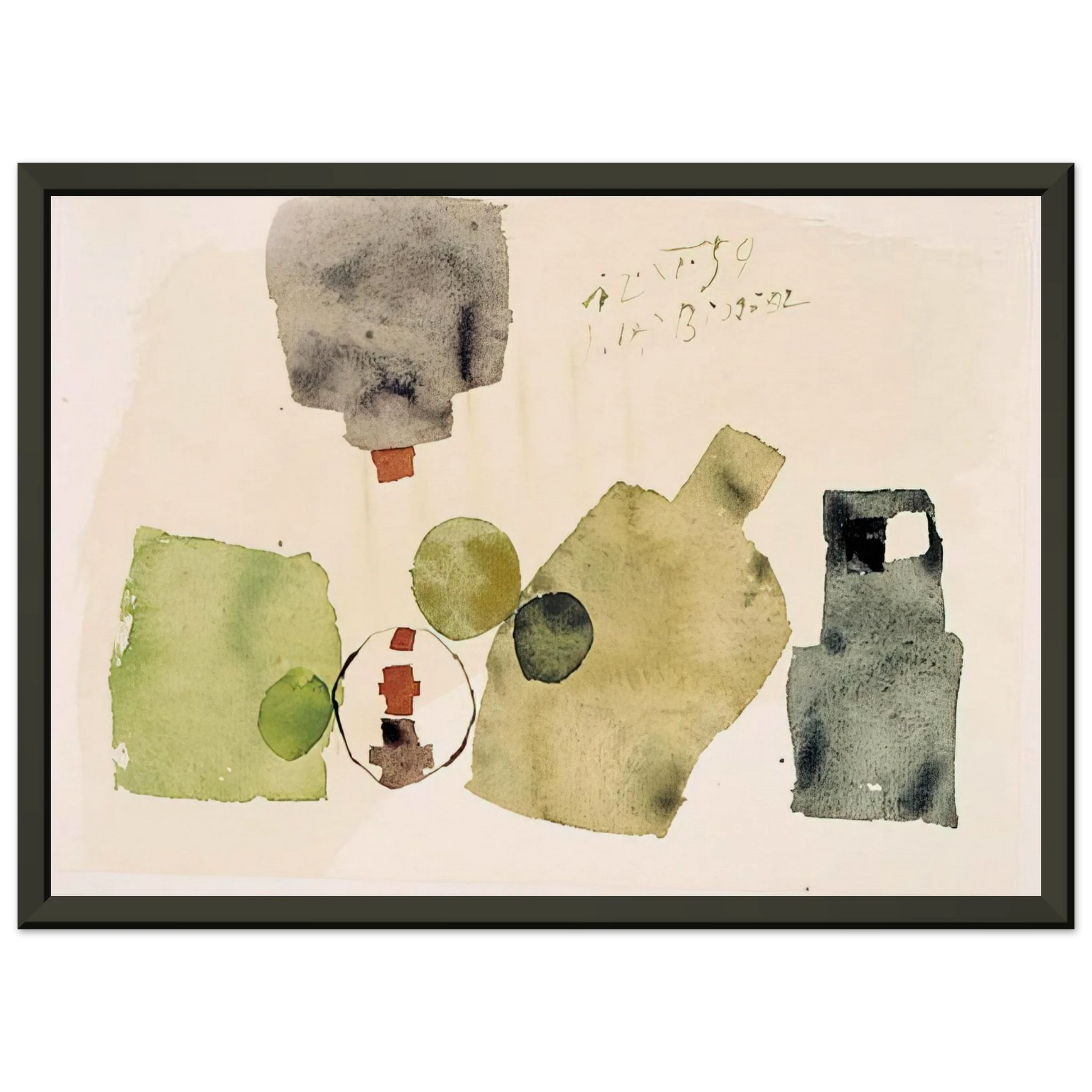 Julius Bissier  12XI59  1959 Framed Art Print  - Aluminum Frame - 40x50 cm / 16x20 inches