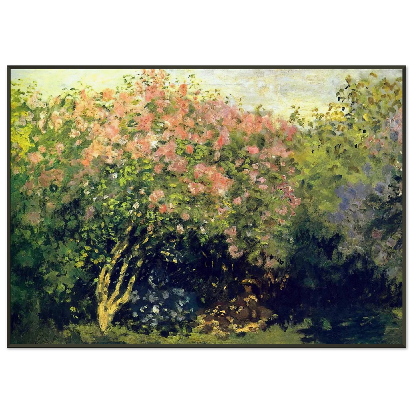 claude monet  Lilacs in the Sun Framed Art Print  - Aluminum Frame - 21x29.7 cm / 8x12"