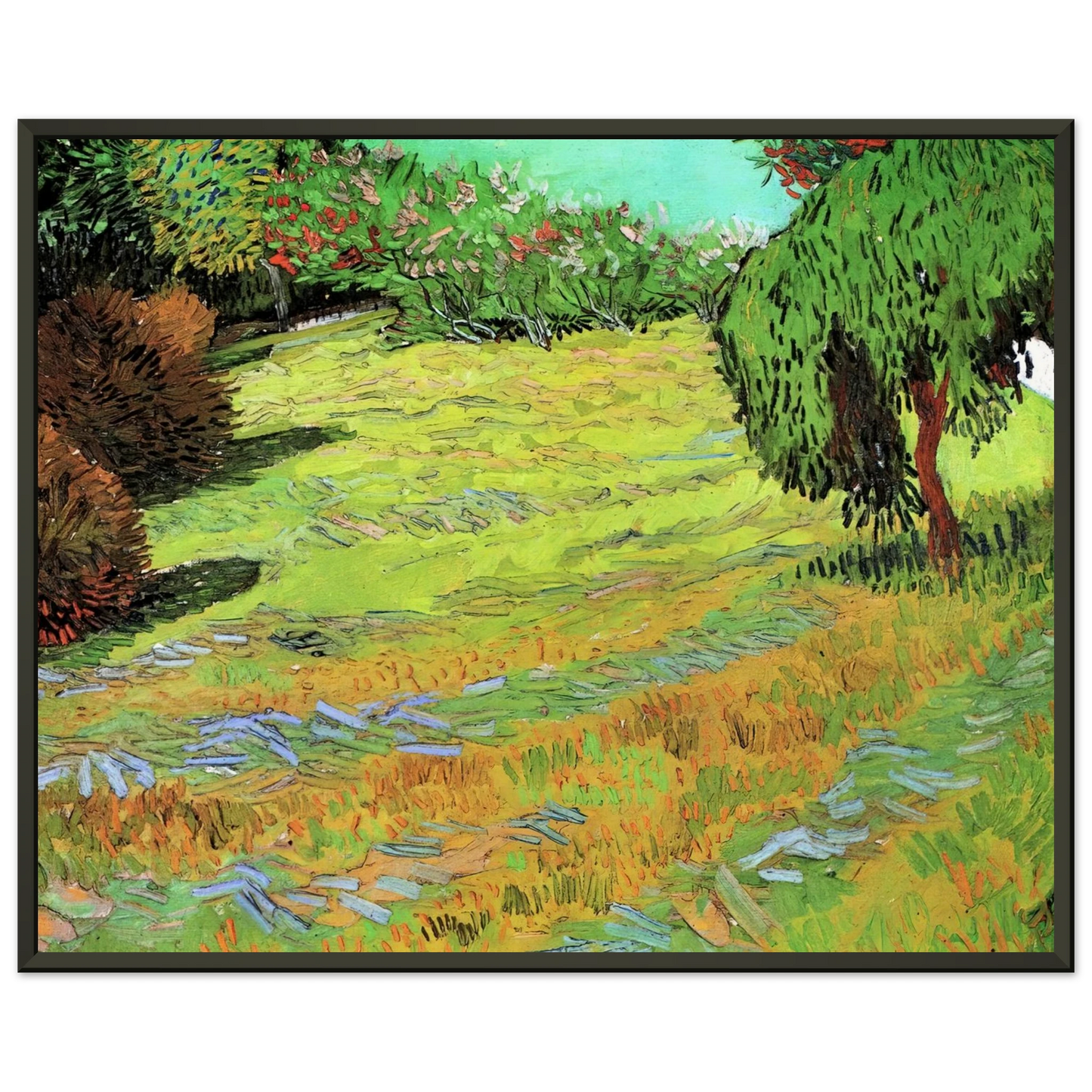 Vincent van Gogh  Sunny Lawn in a Public Park Framed Art Print  - Aluminum Frame - 70x100 cm / 28x40 inches