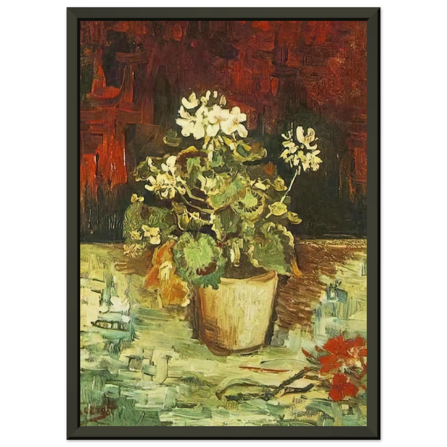 Vincent van Gogh  Geranium in a Flowerpot Framed Art Print  - Aluminum Frame - 40x50 cm / 16x20 inches