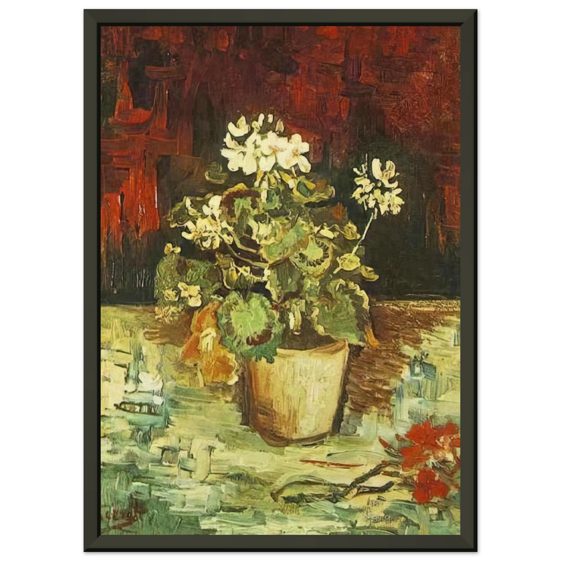 Vincent van Gogh  Geranium in a Flowerpot Framed Art Print  - Aluminum Frame - 40x50 cm / 16x20 inches