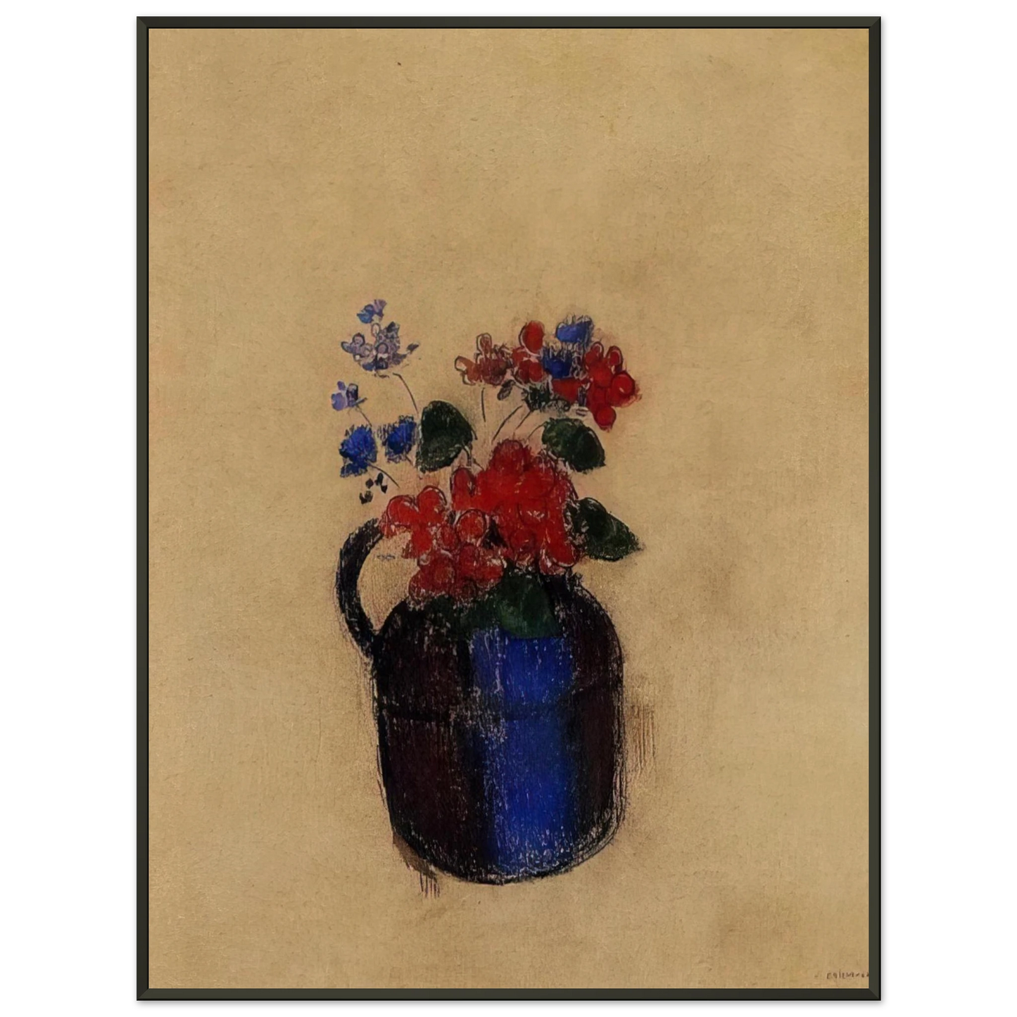 Odilon Redon  SMALL BOUQUET IN A PITCHER Framed Art Print  - Aluminum Frame - 40x50 cm / 16x20 inches