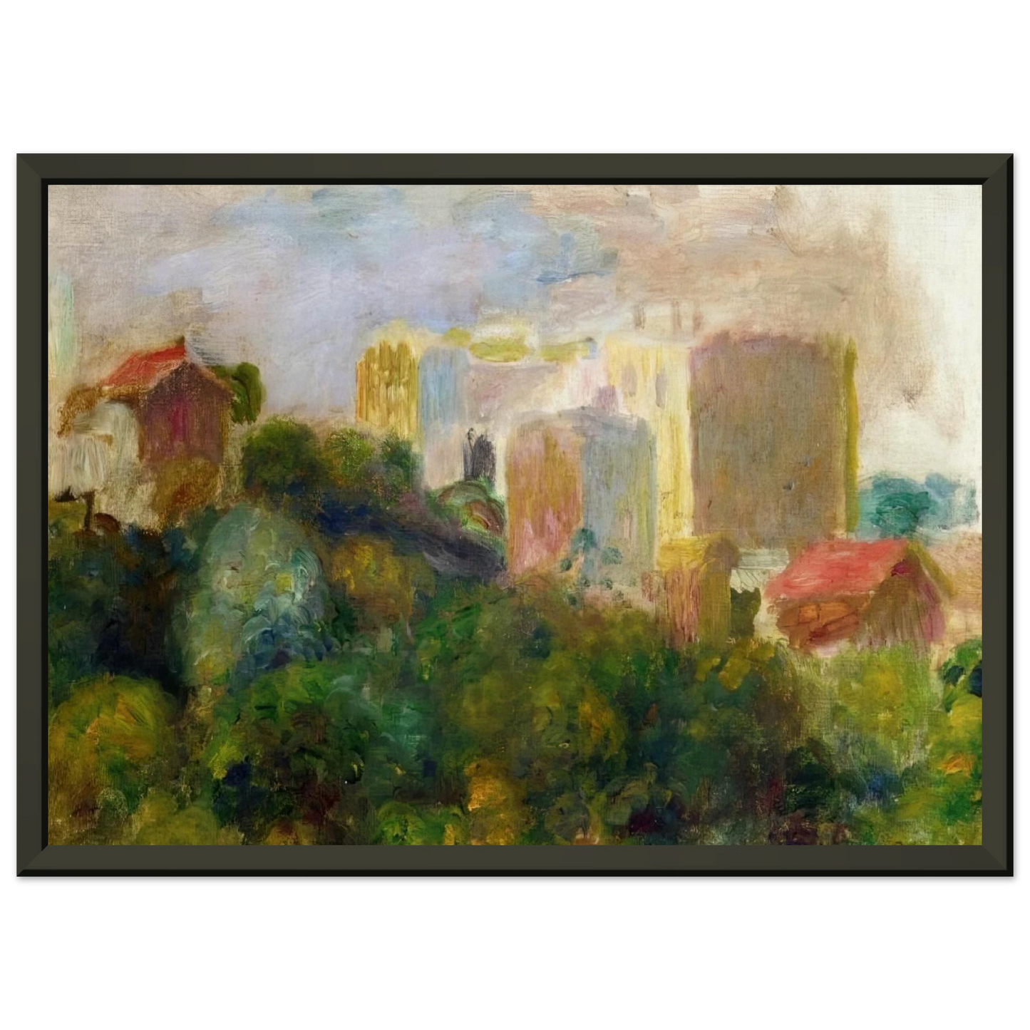 PierreAuguste Renoir  View from Renoirs Garden in Montmartre Framed Art Print  - Aluminum Frame - 40x50 cm / 16x20 inches