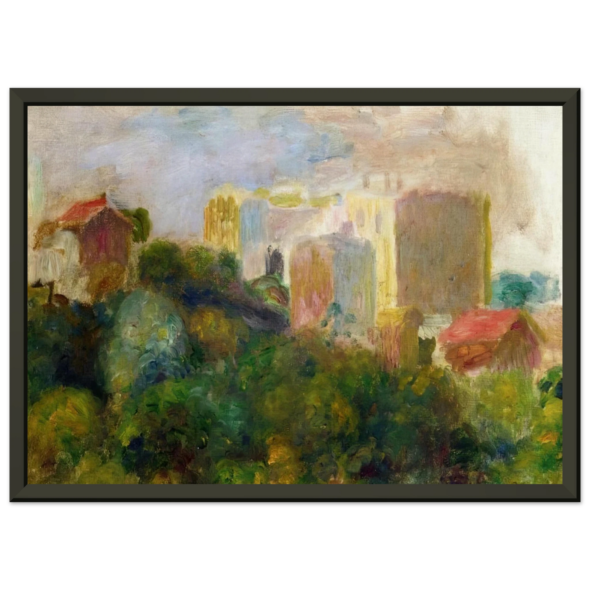 PierreAuguste Renoir  View from Renoirs Garden in Montmartre Framed Art Print  - Aluminum Frame - 40x50 cm / 16x20 inches