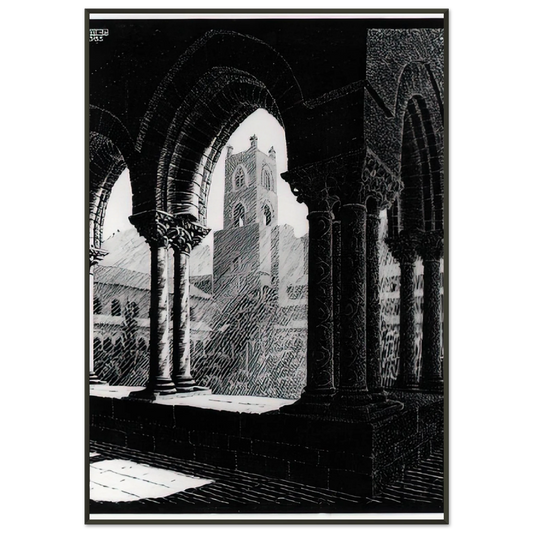 MC Escher  CLOISTER OF MONREALE SICILY Framed Art Print  - Aluminum Frame - 21x29.7 cm / 8x12"