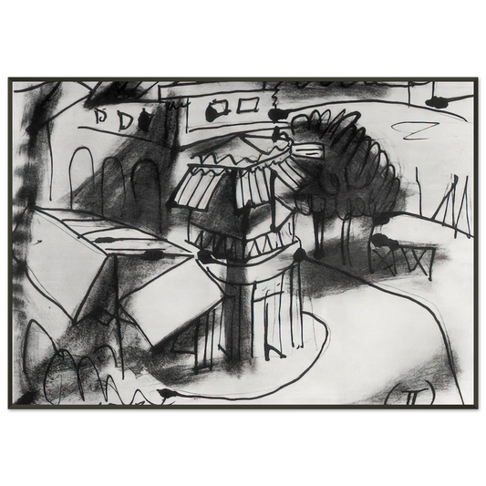 Pablo Picasso  Cafe in Royan  1940 Framed Art Print  - Aluminum Frame - 21x29.7 cm / 8x12"