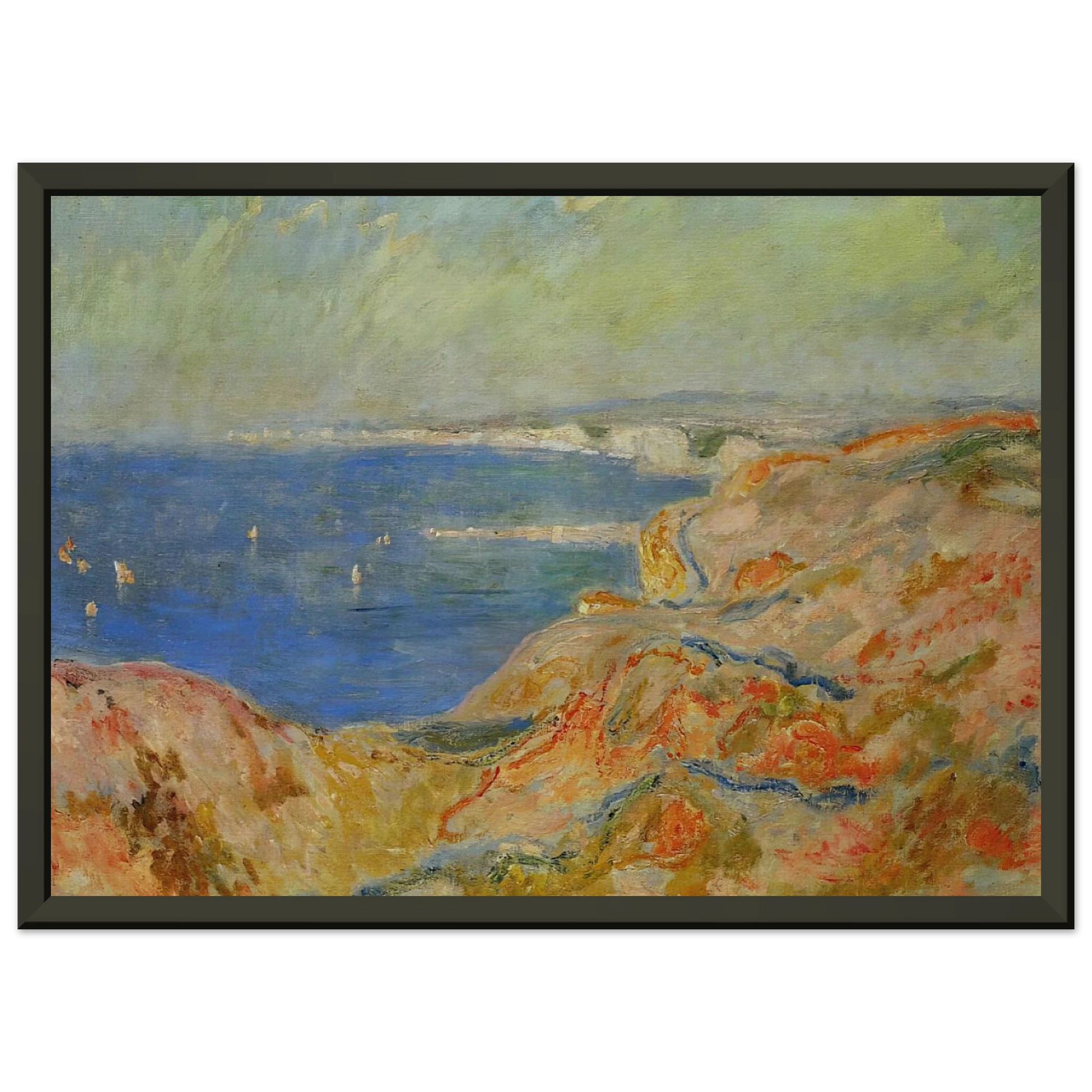 claude monet  On the Cliff near Dieppe Framed Art Print  - Aluminum Frame - 40x50 cm / 16x20 inches