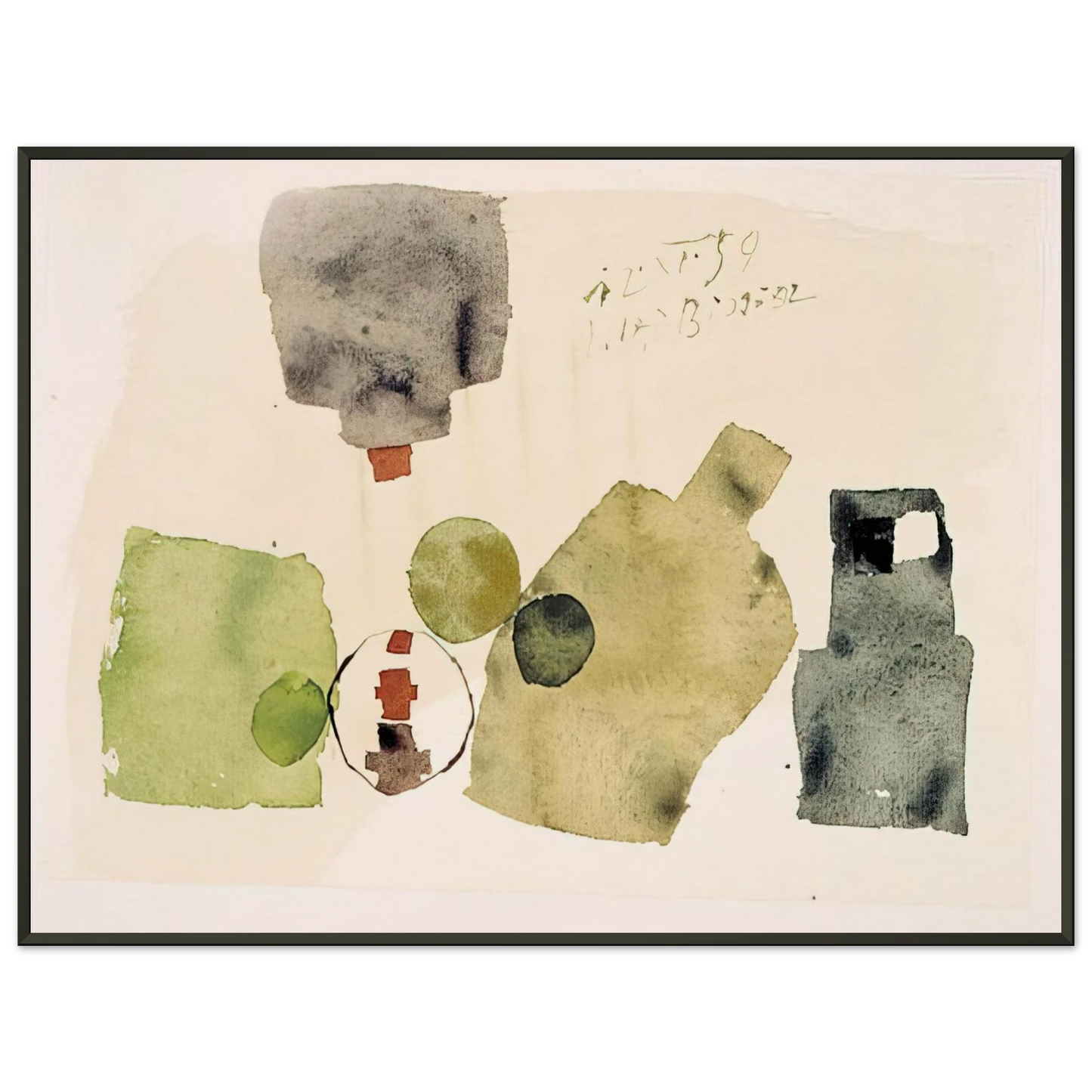 Julius Bissier  12XI59  1959 Framed Art Print  - Aluminum Frame - 60x80 cm / 24x32 inches