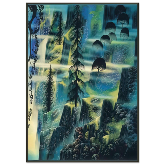 Eyvind Earle  Where Eagles Fly Framed Art Print  - Aluminum Frame - 21x29.7 cm / 8x12"