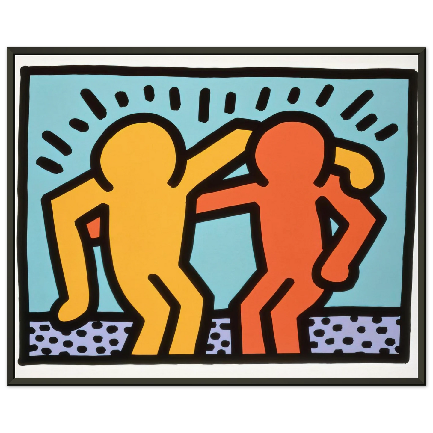 Keith Haring  BEST BUDDIES 1990 Framed Art Print  - Aluminum Frame - 70x100 cm / 28x40 inches