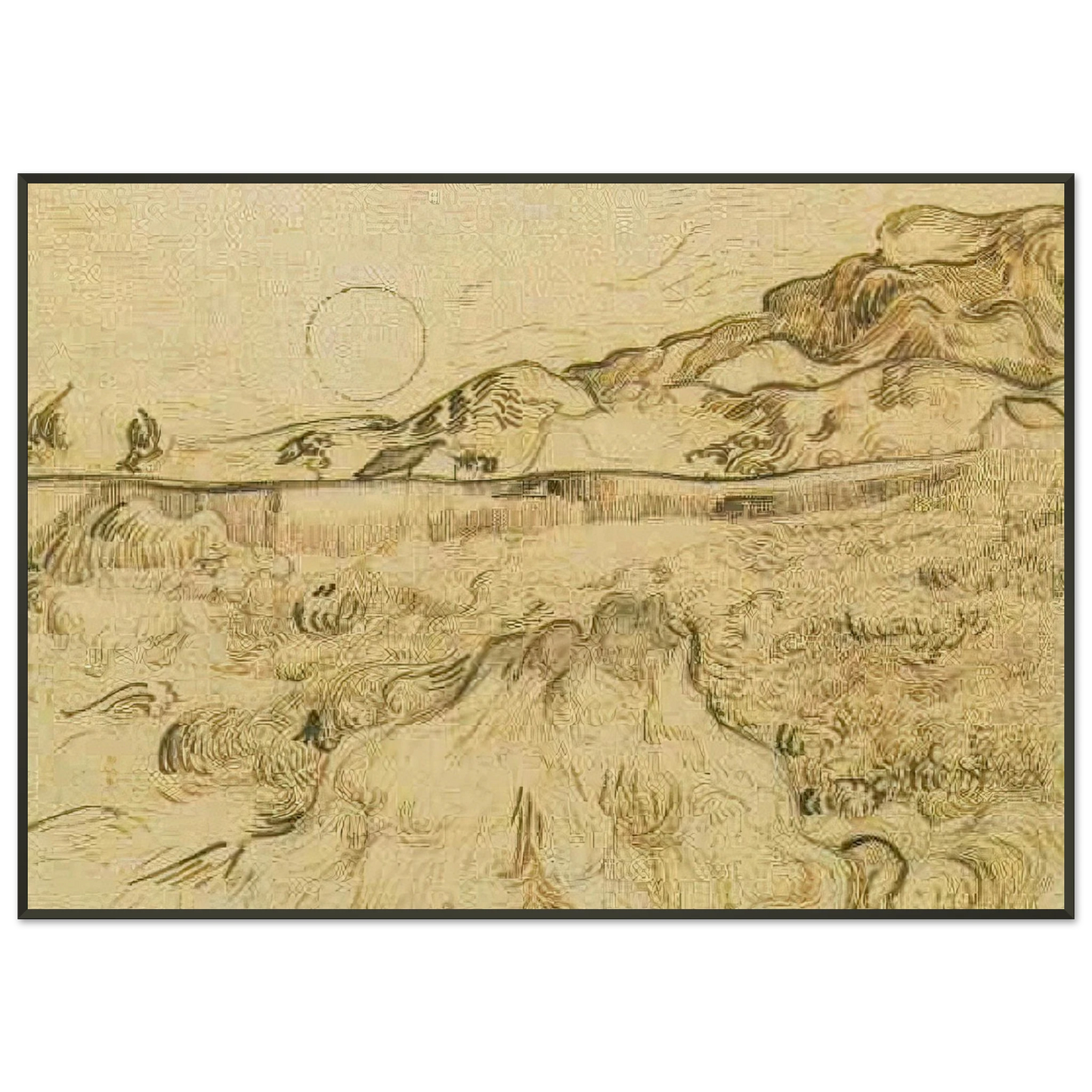 Vincent van Gogh  Enclosed Wheat Field with Reaper Framed Art Print  - Aluminum Frame - 21x29.7 cm / 8x12"