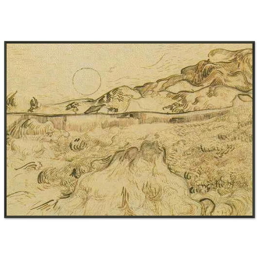 Vincent van Gogh  Enclosed Wheat Field with Reaper Framed Art Print  - Aluminum Frame - 21x29.7 cm / 8x12"