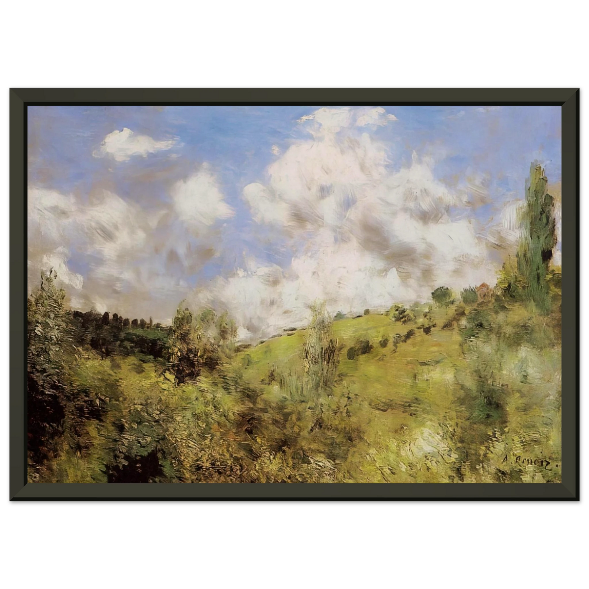PierreAuguste Renoir  Strong Wind Gust of Wind Framed Art Print  - Aluminum Frame - 70x100 cm / 28x40 inches