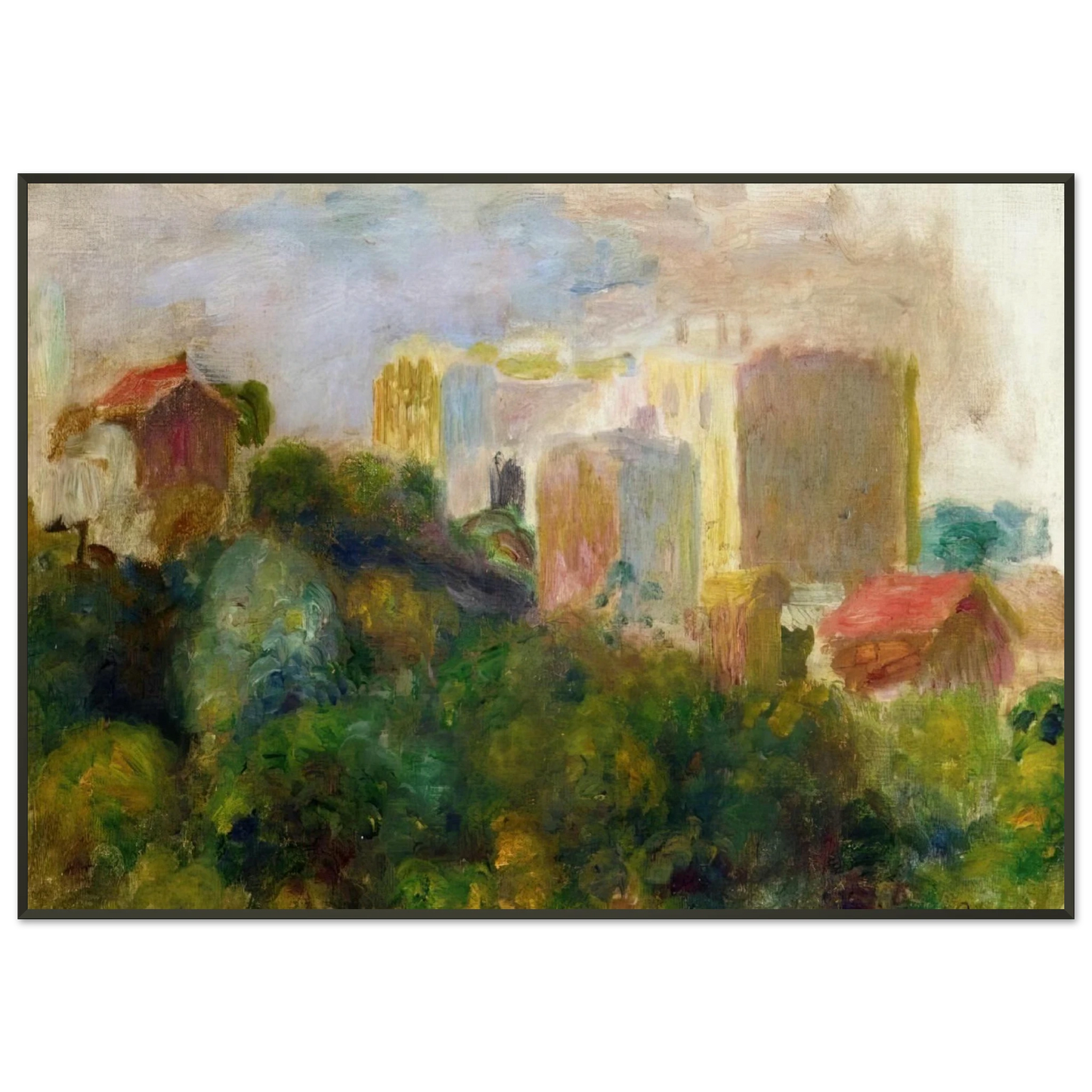 PierreAuguste Renoir  View from Renoirs Garden in Montmartre Framed Art Print  - Aluminum Frame - 21x29.7 cm / 8x12"
