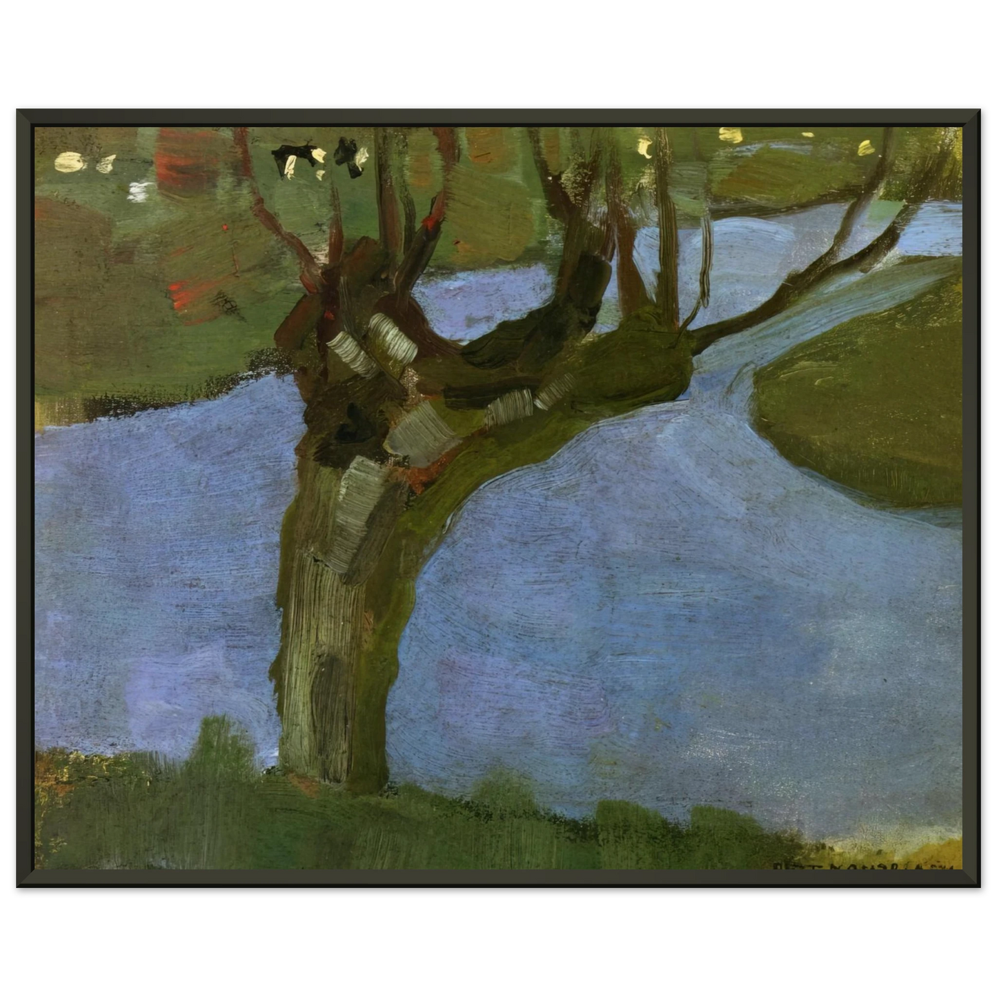 Piet Mondrian  Irrigation Ditch with Mature Willow Framed Art Print  - Aluminum Frame - 70x100 cm / 28x40 inches
