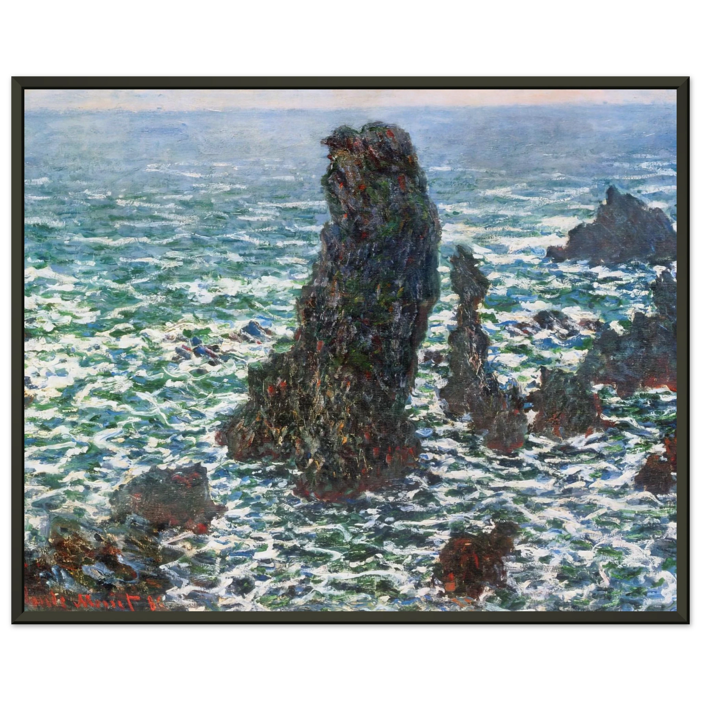 claude monet  The Pyramids of Port Coton BelleIleenMer Framed Art Print  - Aluminum Frame - 60x80 cm / 24x32 inches