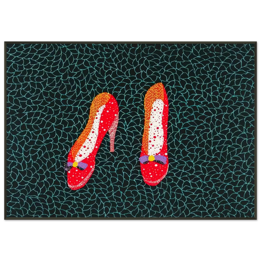 Yayoi Kusama  SHOES 1985 Framed Art Print  - Aluminum Frame - 21x29.7 cm / 8x12"