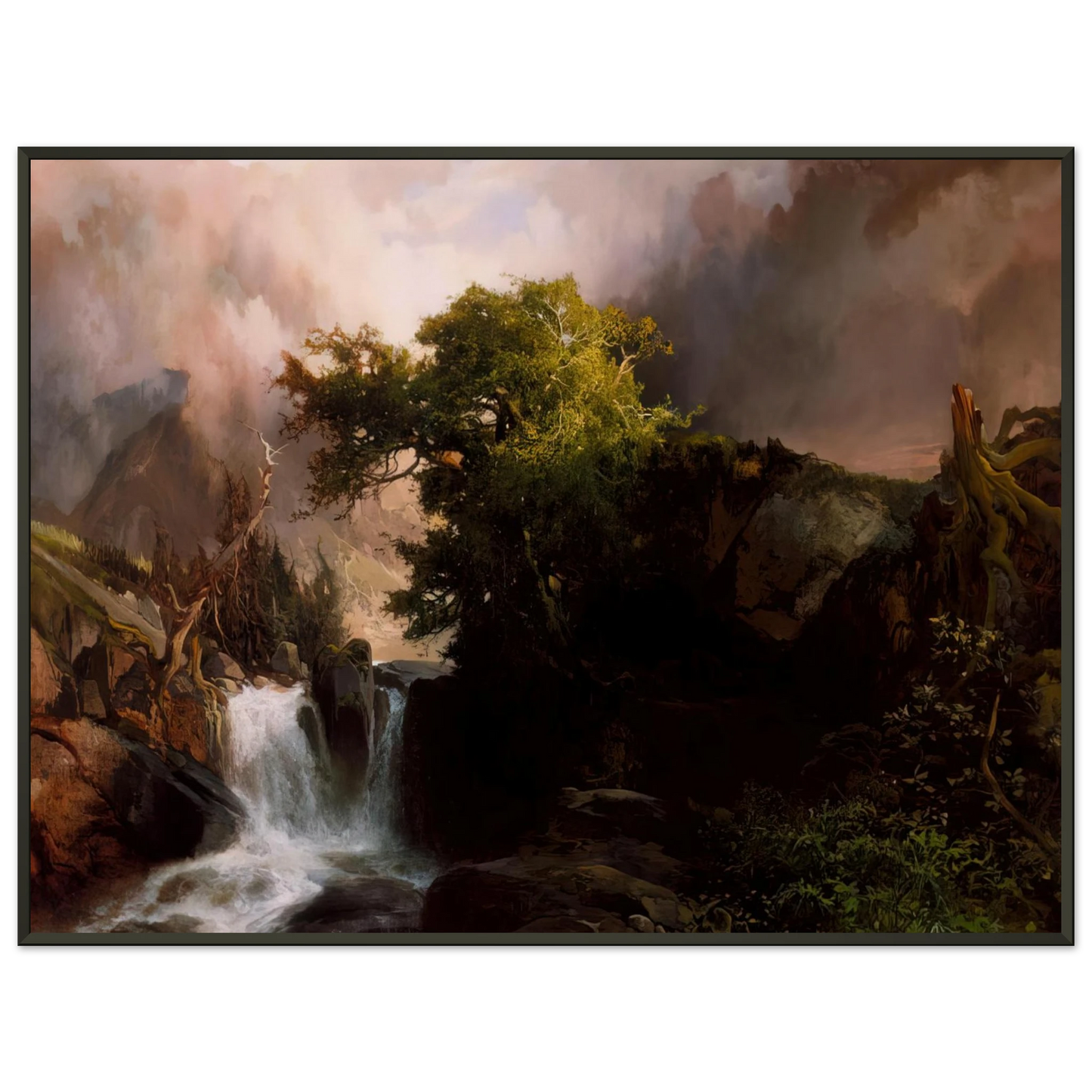 Thomas Moran  A Mountain Stream Framed Art Print  - Aluminum Frame - 60x80 cm / 24x32 inches