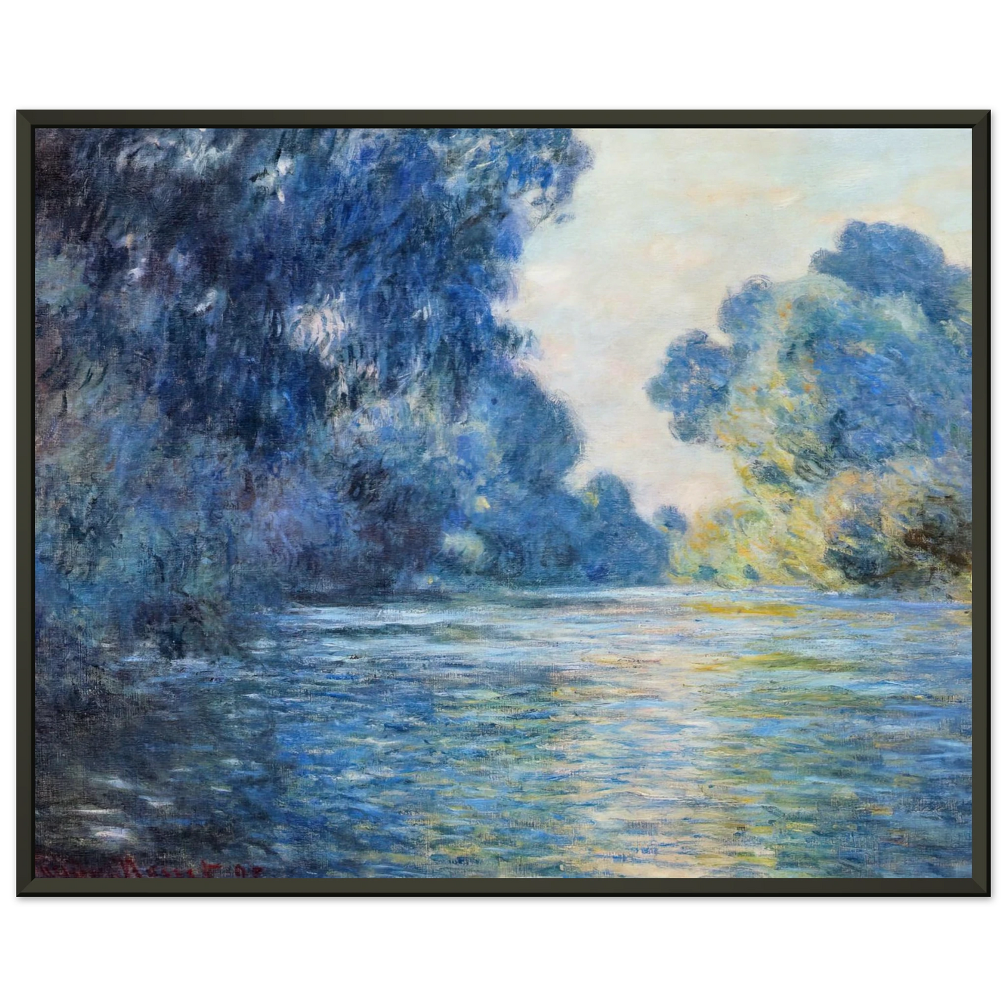 claude monet  Morning on the Seine at Giverny 02 Framed Art Print  - Aluminum Frame - 70x100 cm / 28x40 inches