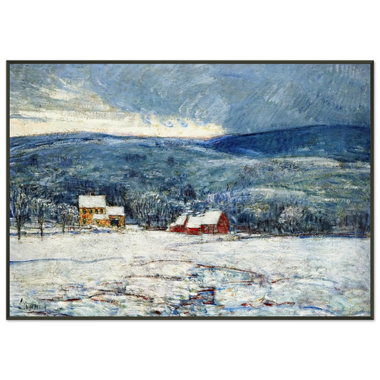 Childe Hassam  Winter in the Connecticut Hills Framed Art Print  - Aluminum Frame - 21x29.7 cm / 8x12"