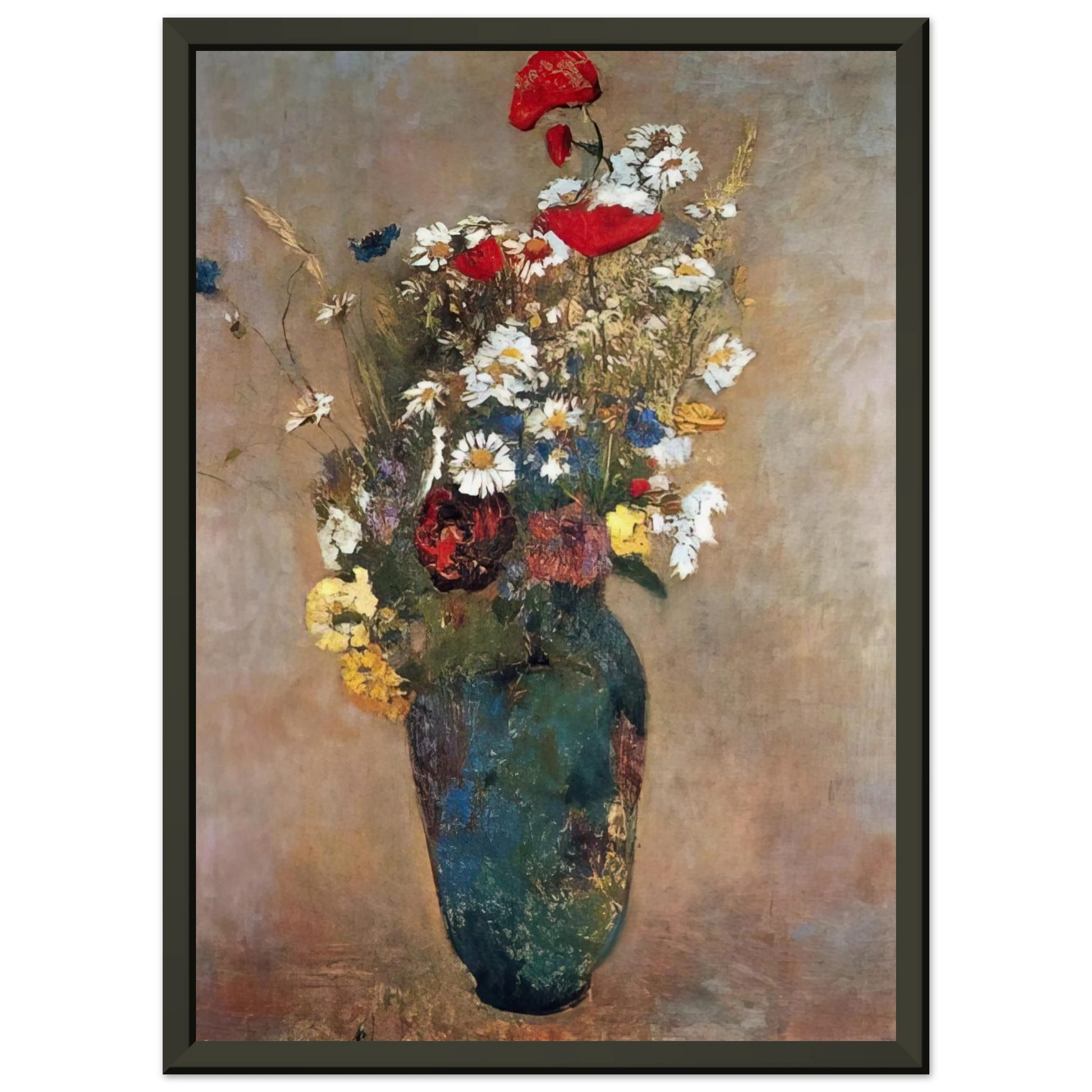 Odilon Redon  VASE WITH FLOWERS Framed Art Print  - Aluminum Frame - 70x100 cm / 28x40 inches