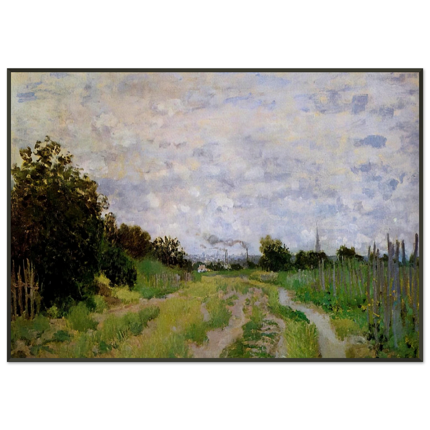 claude monet  Lane in the Vineyards at Argenteuil Framed Art Print  - Aluminum Frame - 21x29.7 cm / 8x12"