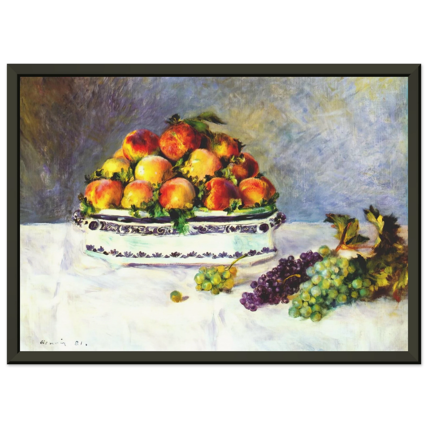 PierreAuguste Renoir  Still life with peaches and grapes Framed Art Print  - Aluminum Frame - 60x80 cm / 24x32 inches