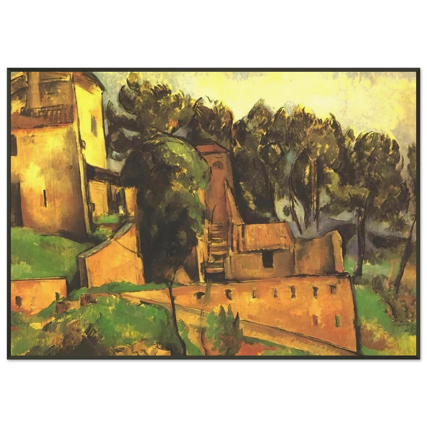 Paul Cezanne  The farm of Bellevue Framed Art Print  - Aluminum Frame - 21x29.7 cm / 8x12"