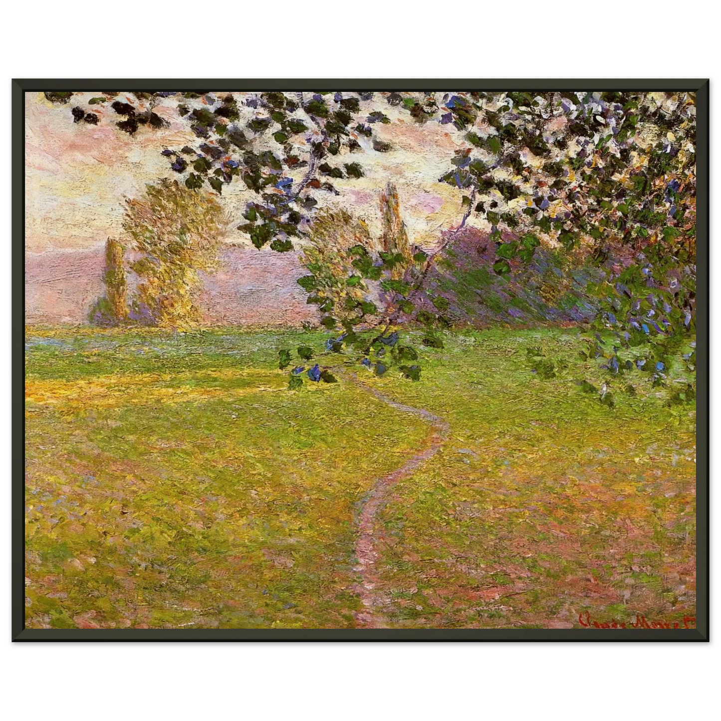 claude monet  Morning Landscape Giverny Framed Art Print  - Aluminum Frame - 40x50 cm / 16x20 inches
