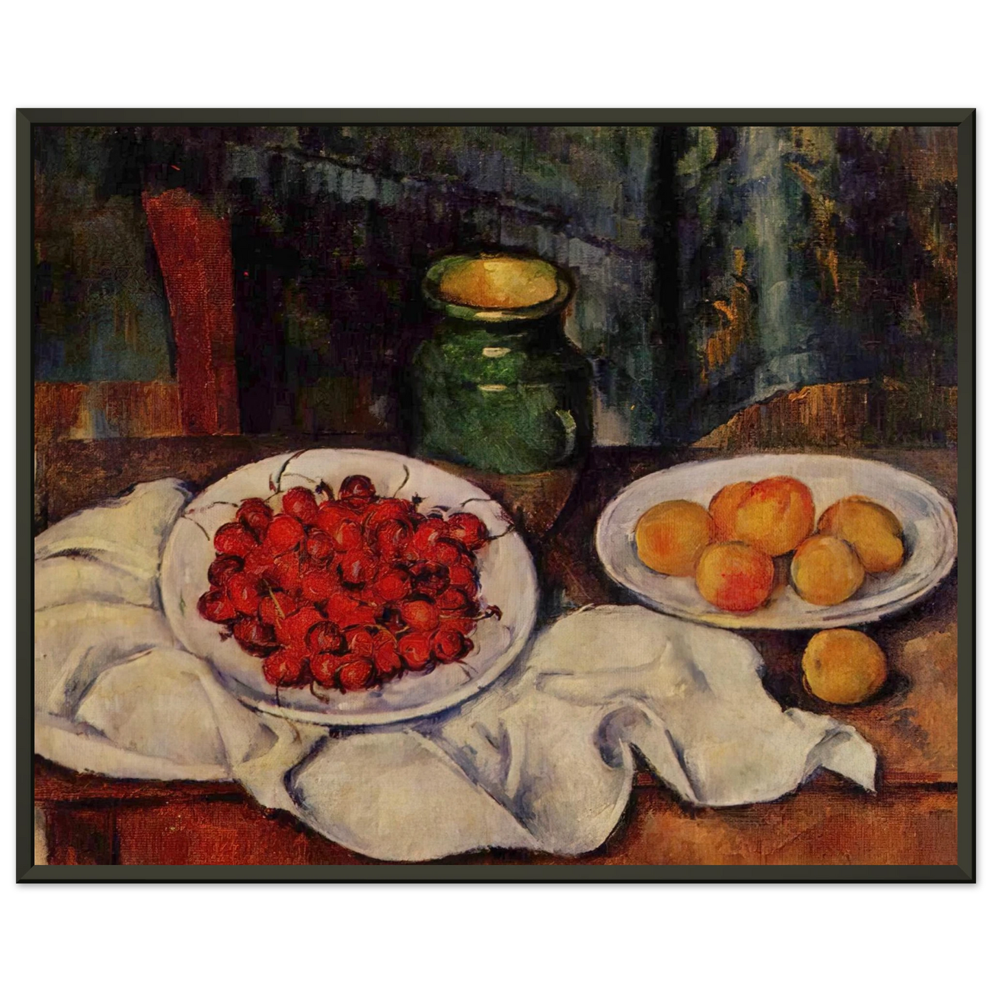 Paul Cezanne  Still Life with a Plate of Cherries Framed Art Print  - Aluminum Frame - 40x50 cm / 16x20 inches