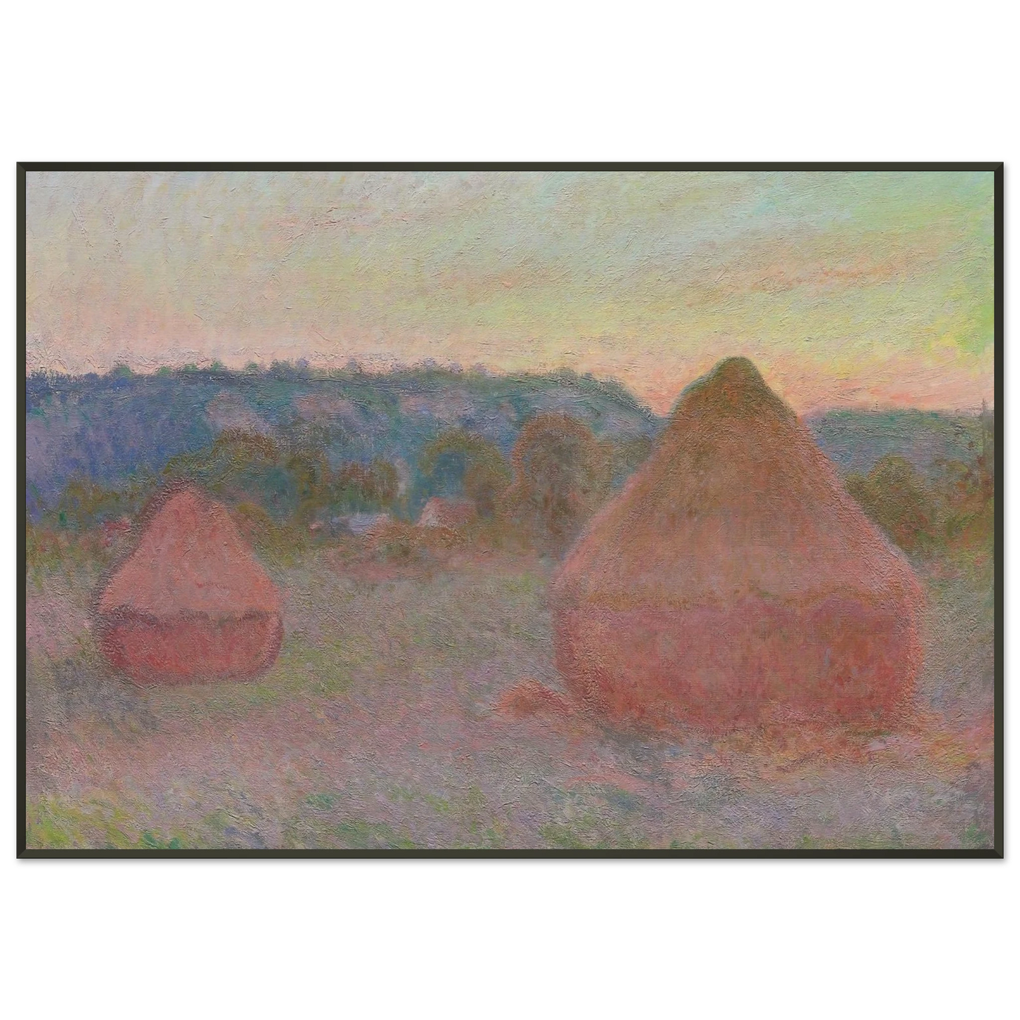 claude monet  Stacks of Wheat End of Day Autumn Framed Art Print  - Aluminum Frame - 21x29.7 cm / 8x12"