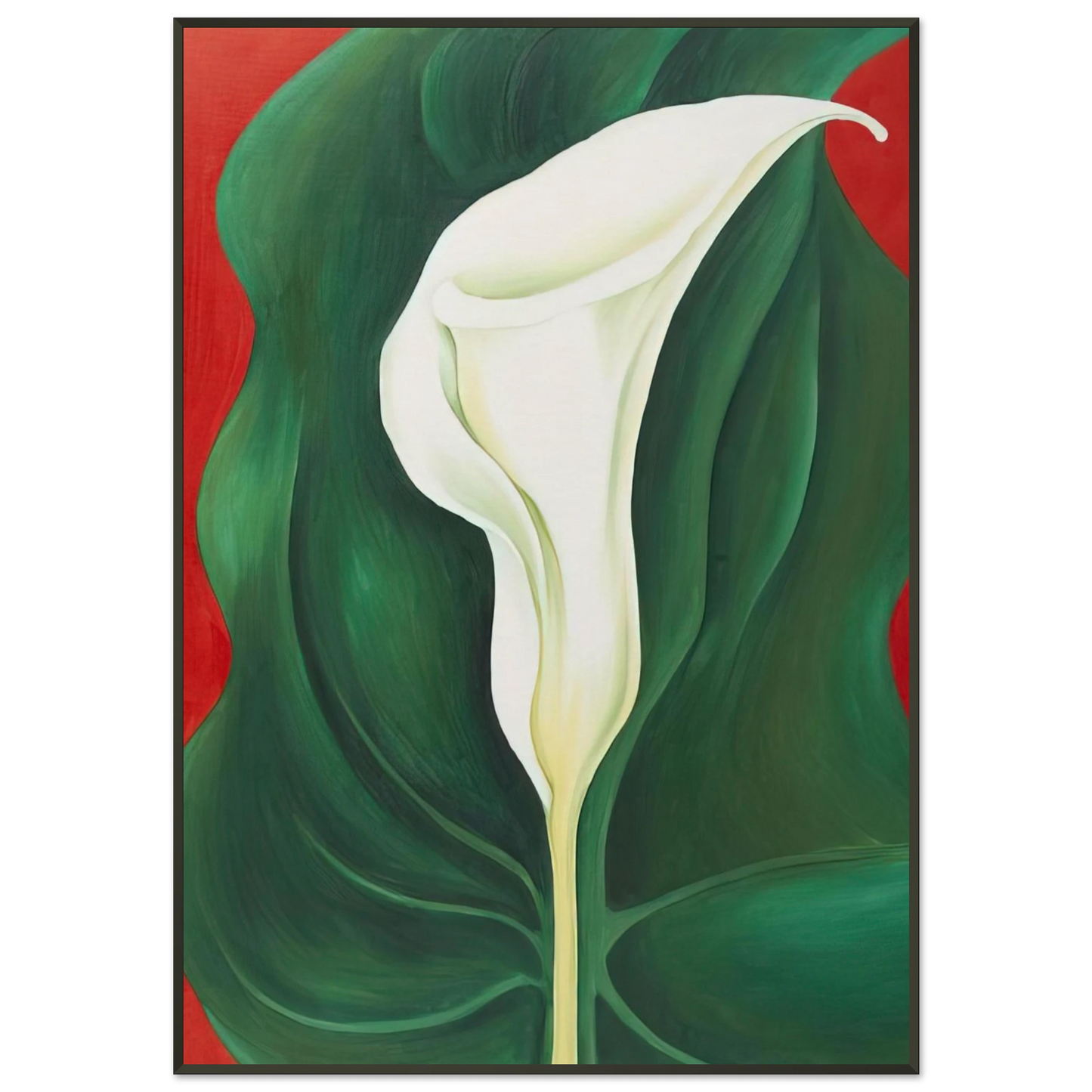 Georgia OKeeffe  Single Calla Lily  Red  Framed Art Print  - Aluminum Frame - 21x29.7 cm / 8x12"