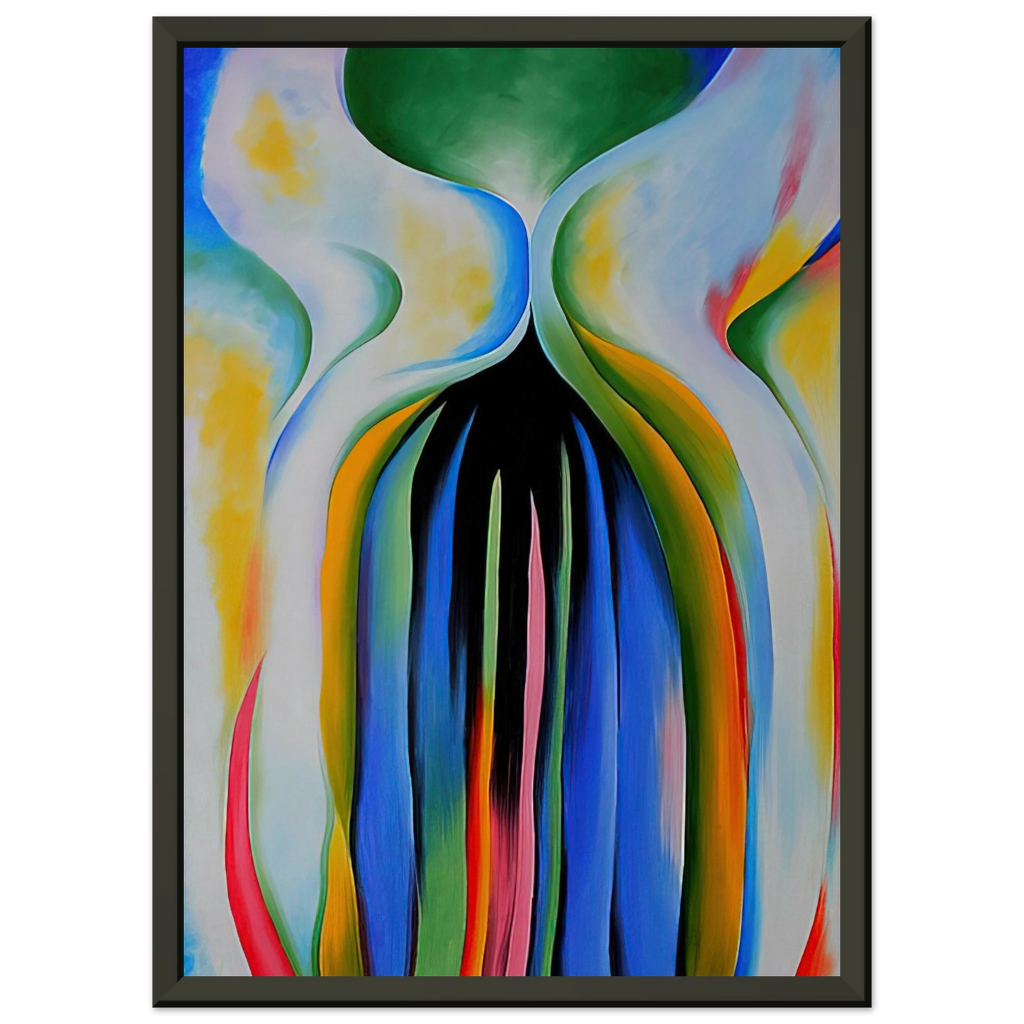 Georgia OKeeffe  Gray line with black blue and yellow Framed Art Print  - Aluminum Frame - 70x100 cm / 28x40 inches