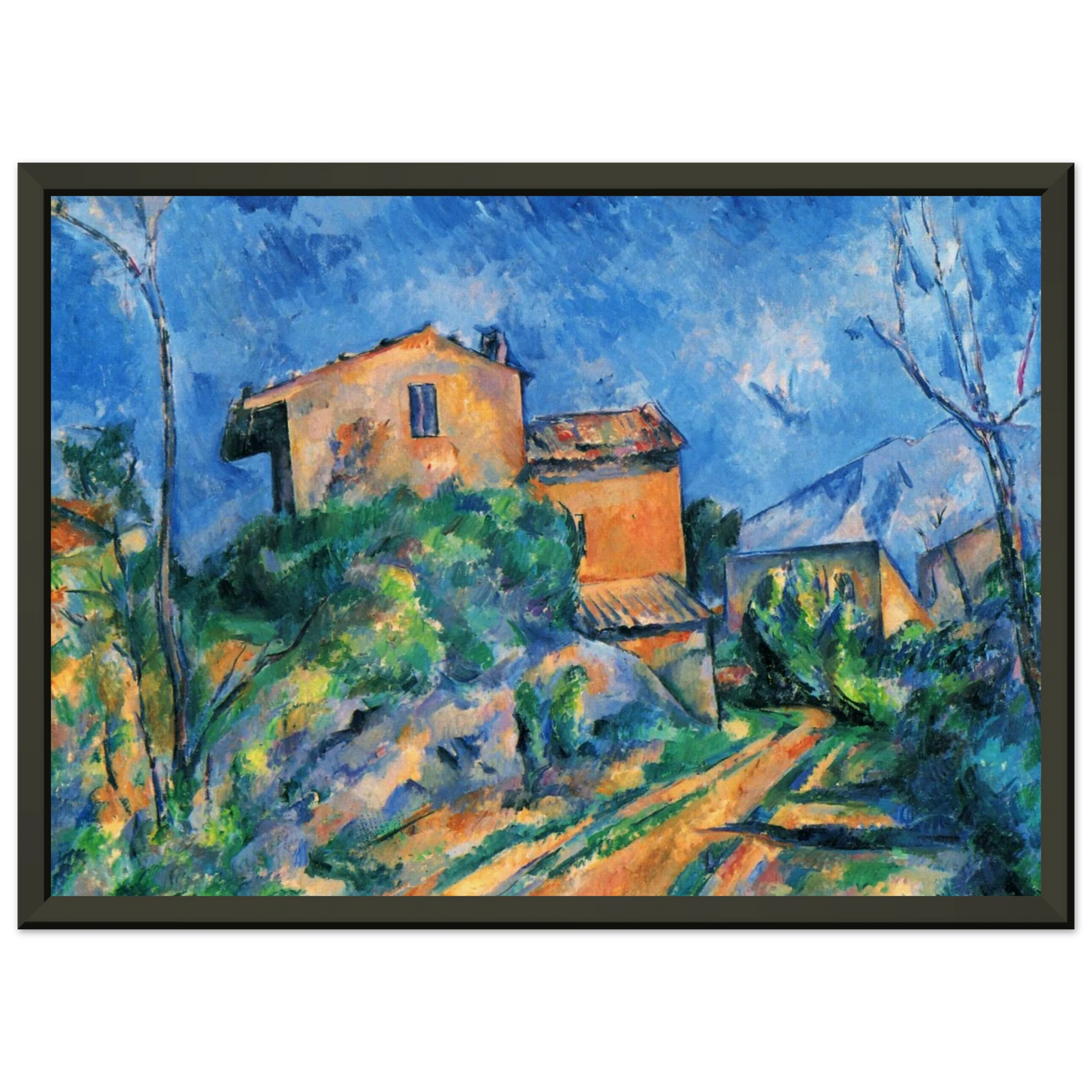 Paul Cezanne  Maison Maria with a View of Chateau Noir Framed Art Print  - Aluminum Frame - 70x100 cm / 28x40 inches