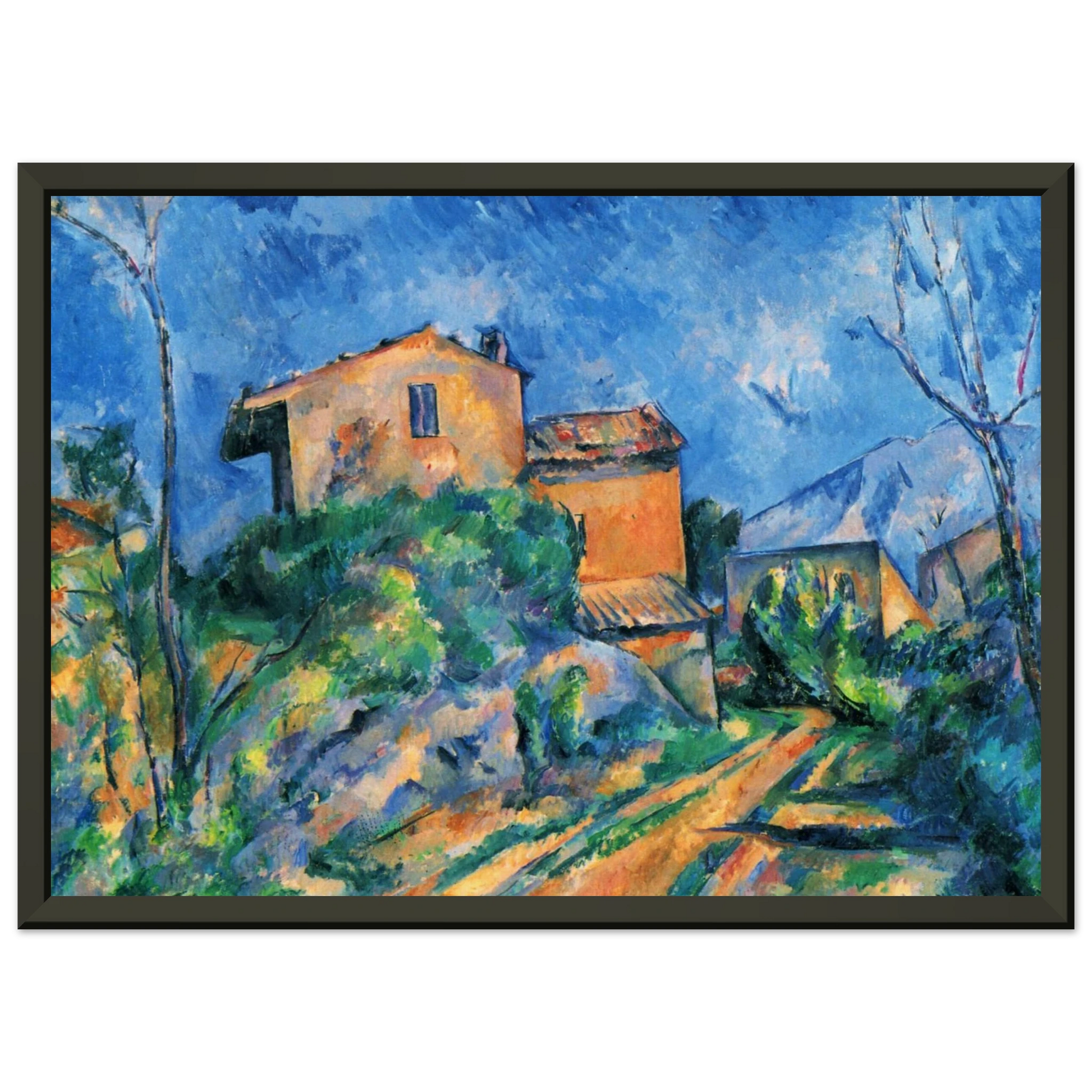 Paul Cezanne  Maison Maria with a View of Chateau Noir Framed Art Print  - Aluminum Frame - 70x100 cm / 28x40 inches