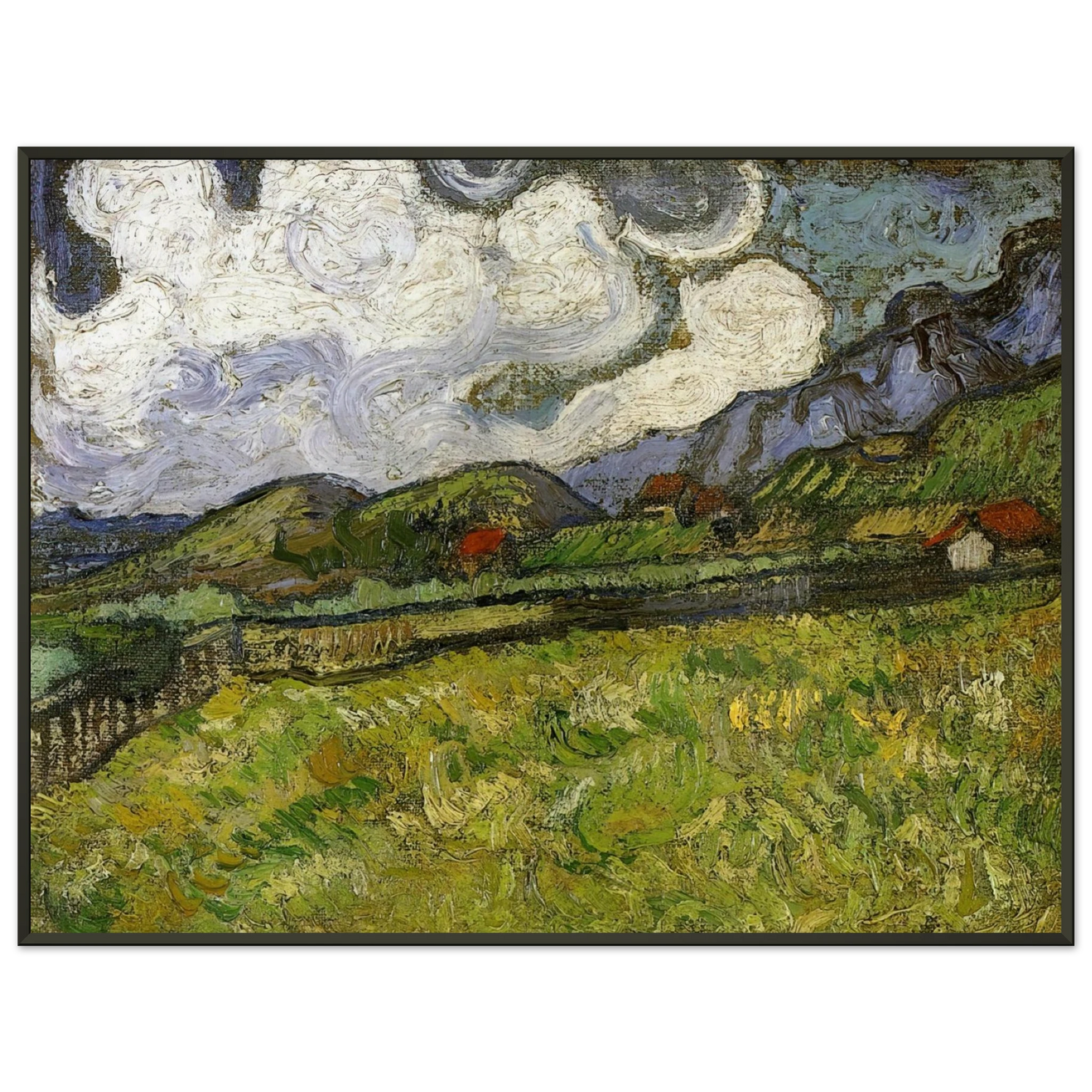 Vincent van Gogh  Wheat Field behind SaintPaul Hospital with a Reaper Framed Art Print  - Aluminum Frame - 70x100 cm / 28x40 inches