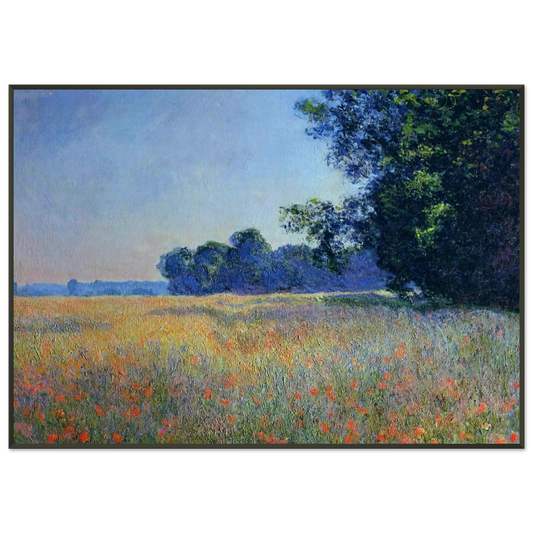 claude monet  Oat and Poppy Field Giverny Framed Art Print  - Aluminum Frame - 21x29.7 cm / 8x12"