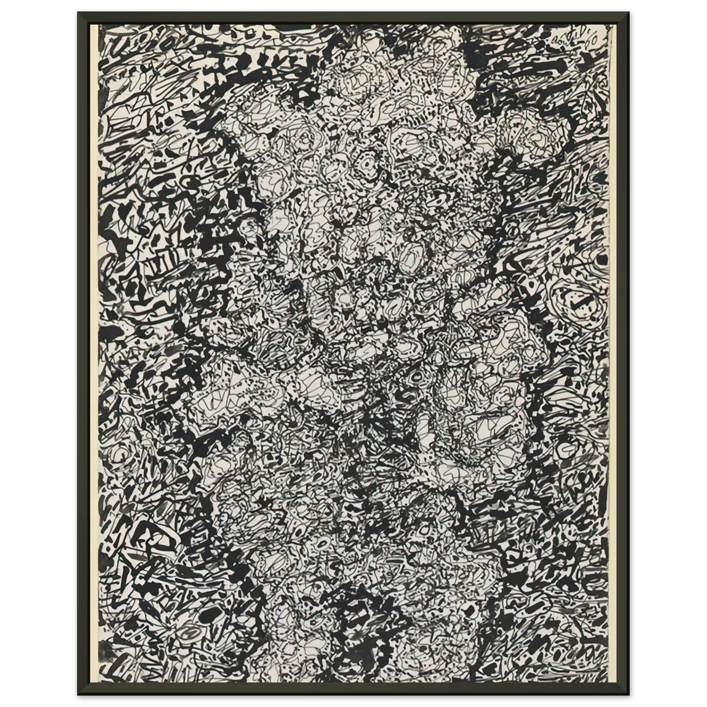 Jean Dubuffet  FIGURE WITH HAT IN A LANDSCAPE 1960 Framed Art Print  - Aluminum Frame - 60x80 cm / 24x32 inches