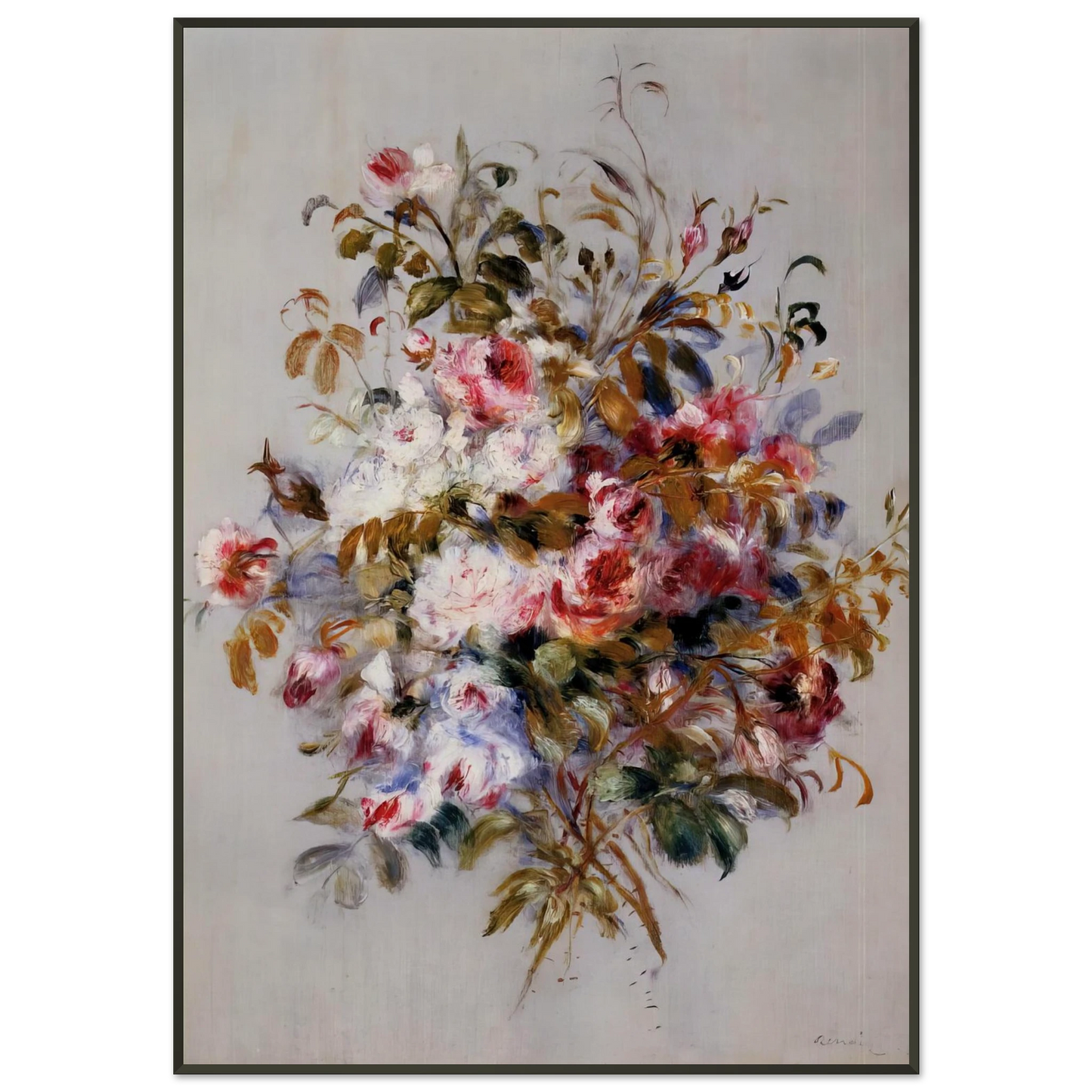 PierreAuguste Renoir  A Bouquet of Roses Framed Art Print  - Aluminum Frame - 21x29.7 cm / 8x12"