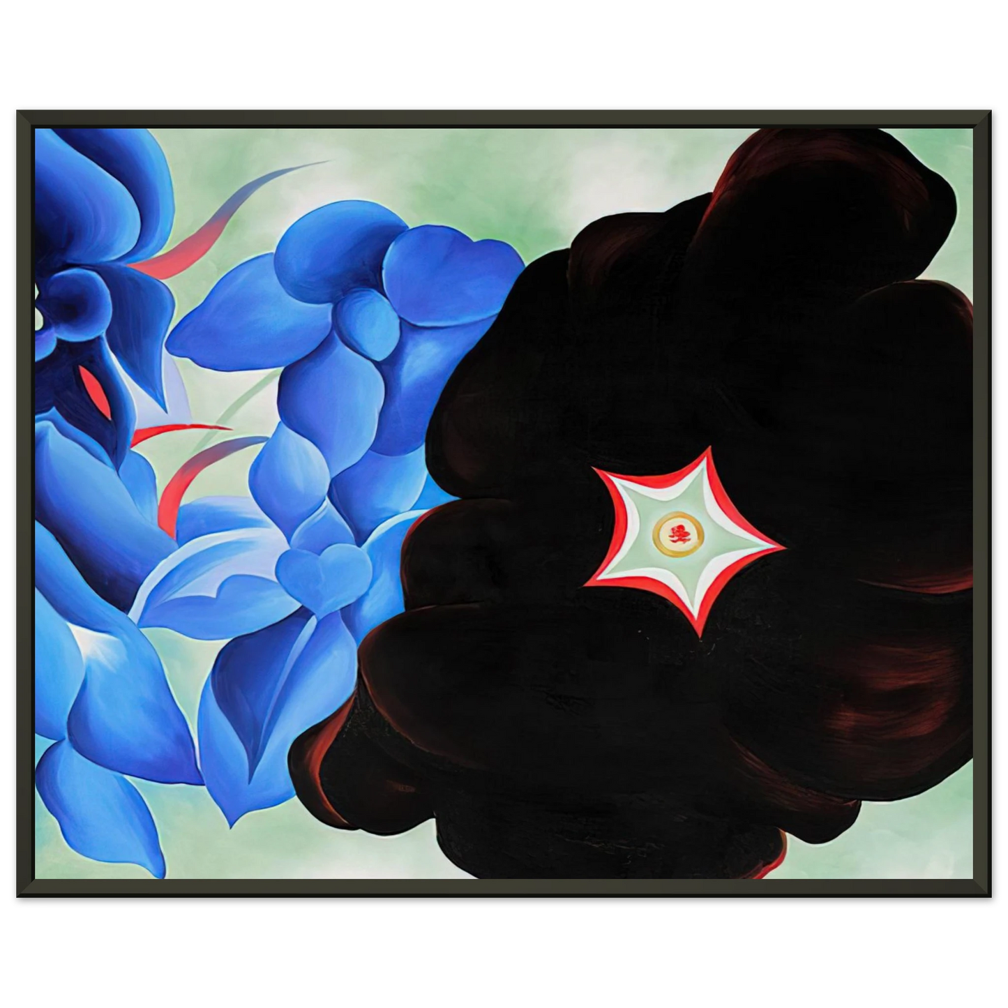 Georgia OKeeffe  Black Hollyhock  Blue Larkspur Framed Art Print  - Aluminum Frame - 60x80 cm / 24x32 inches