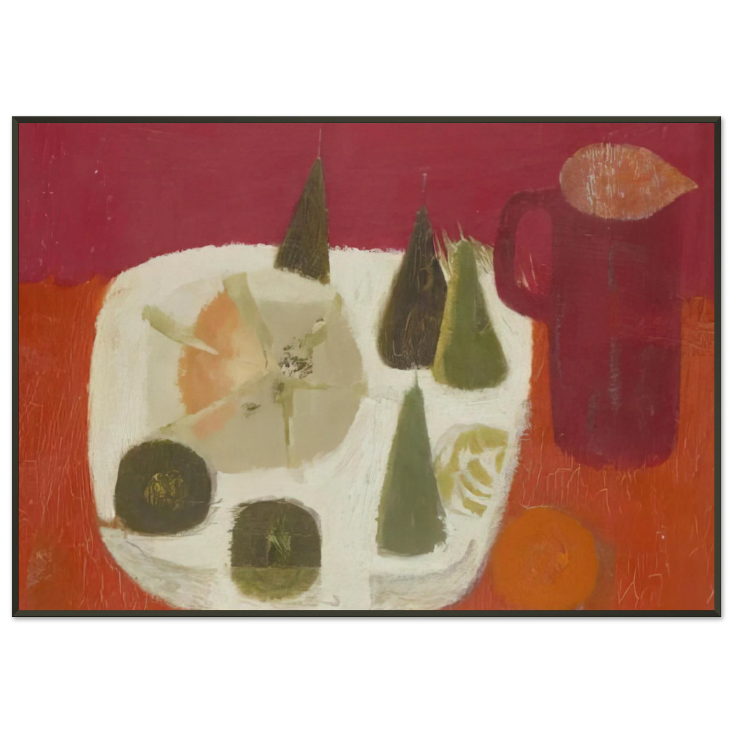 Mary Fedden  Red Jug  1968 Framed Art Print  - Aluminum Frame - 21x29.7 cm / 8x12"
